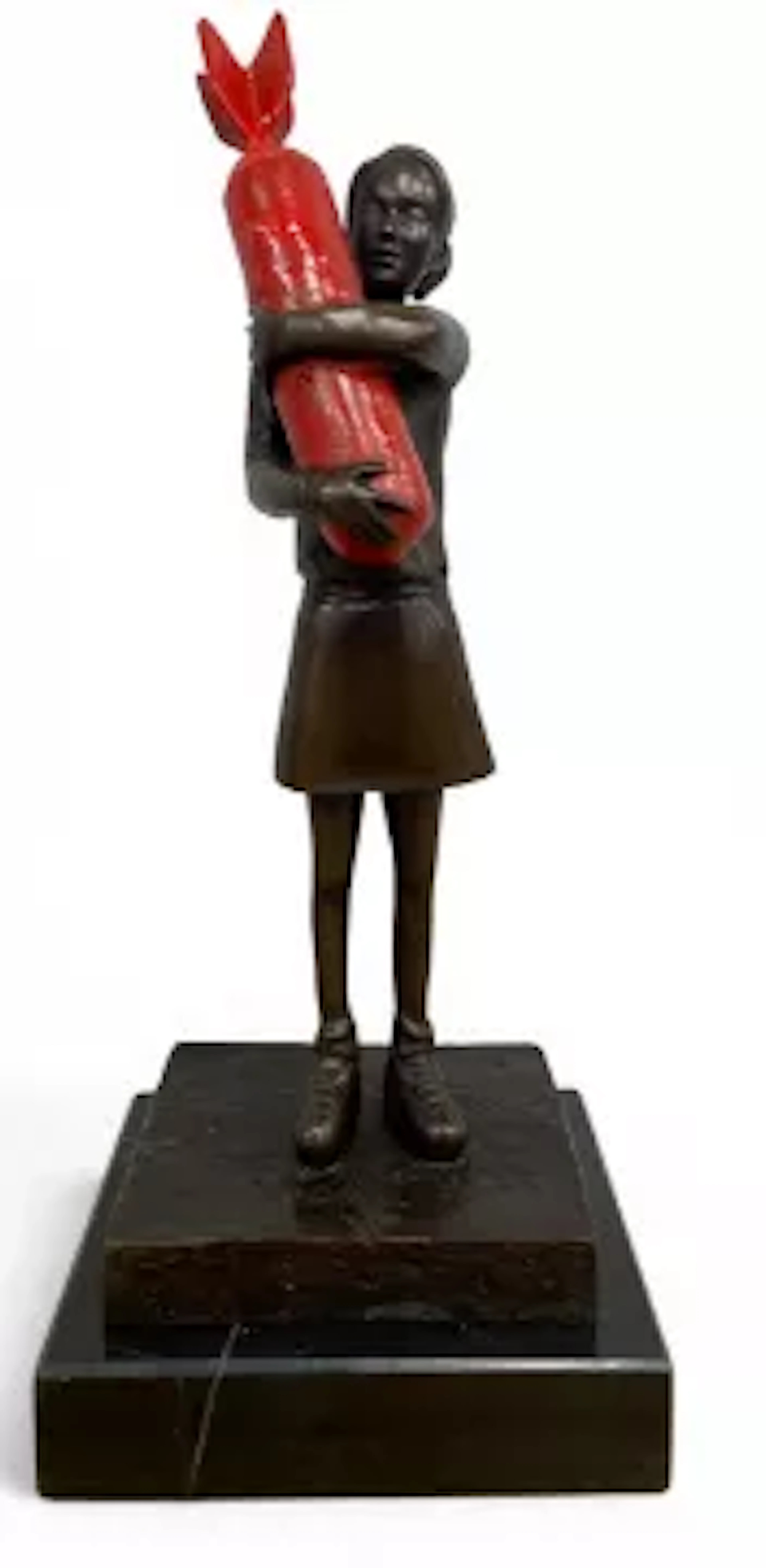 After Banksy (b.1974), a signed contemporary painted bronze figure