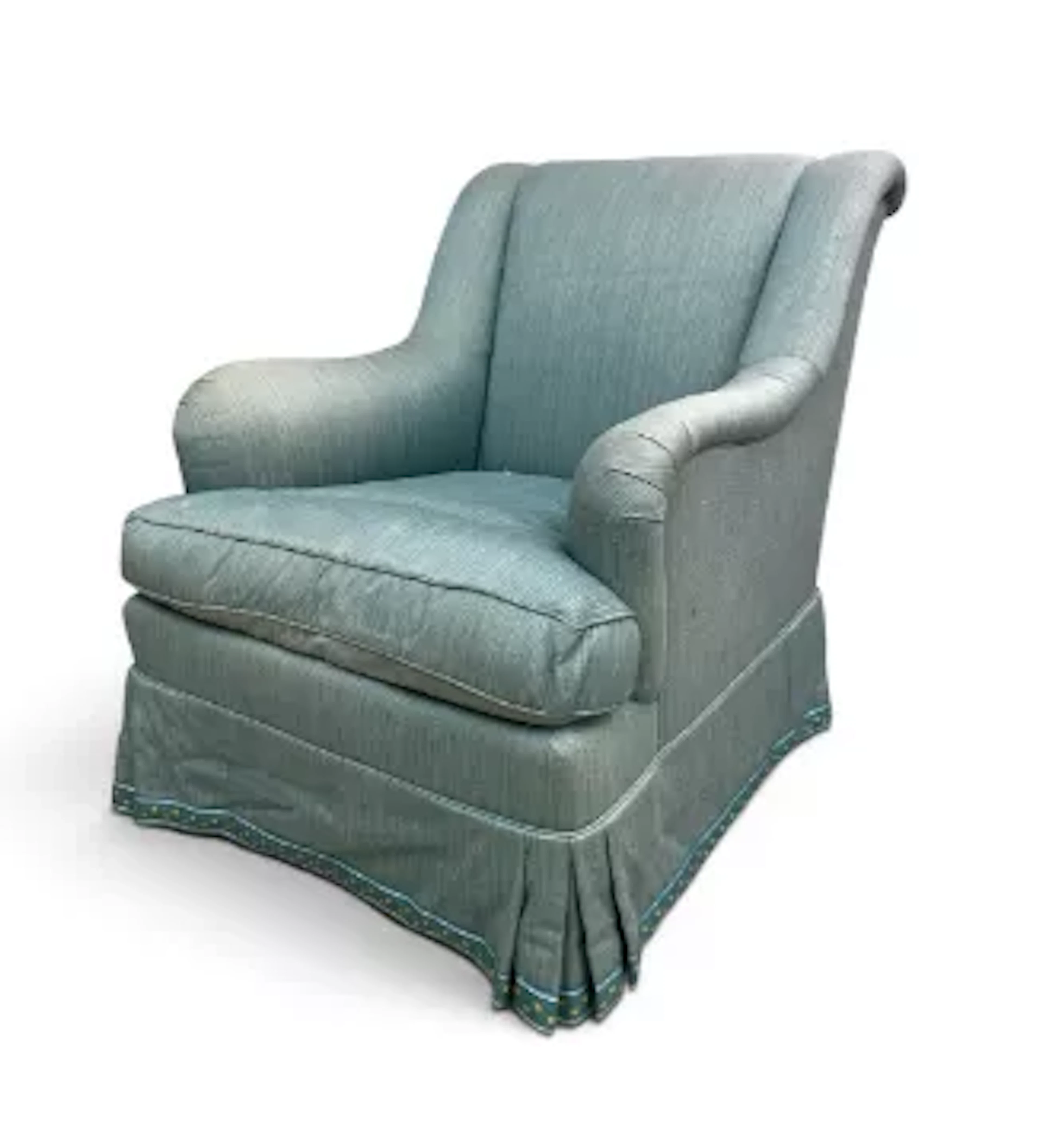 A contemporary Howard style armchair by A Schneller Sons in pale blue
