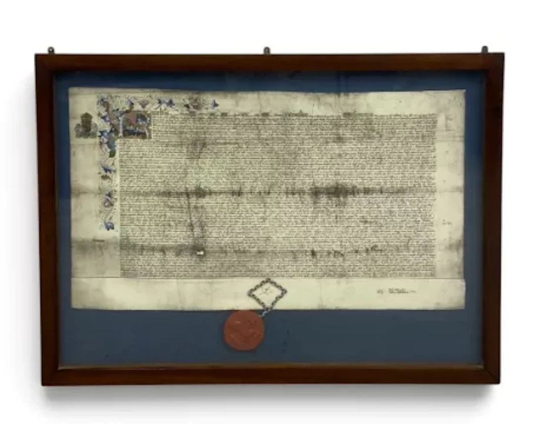 A large vintage hand coloured print after the original 15th century