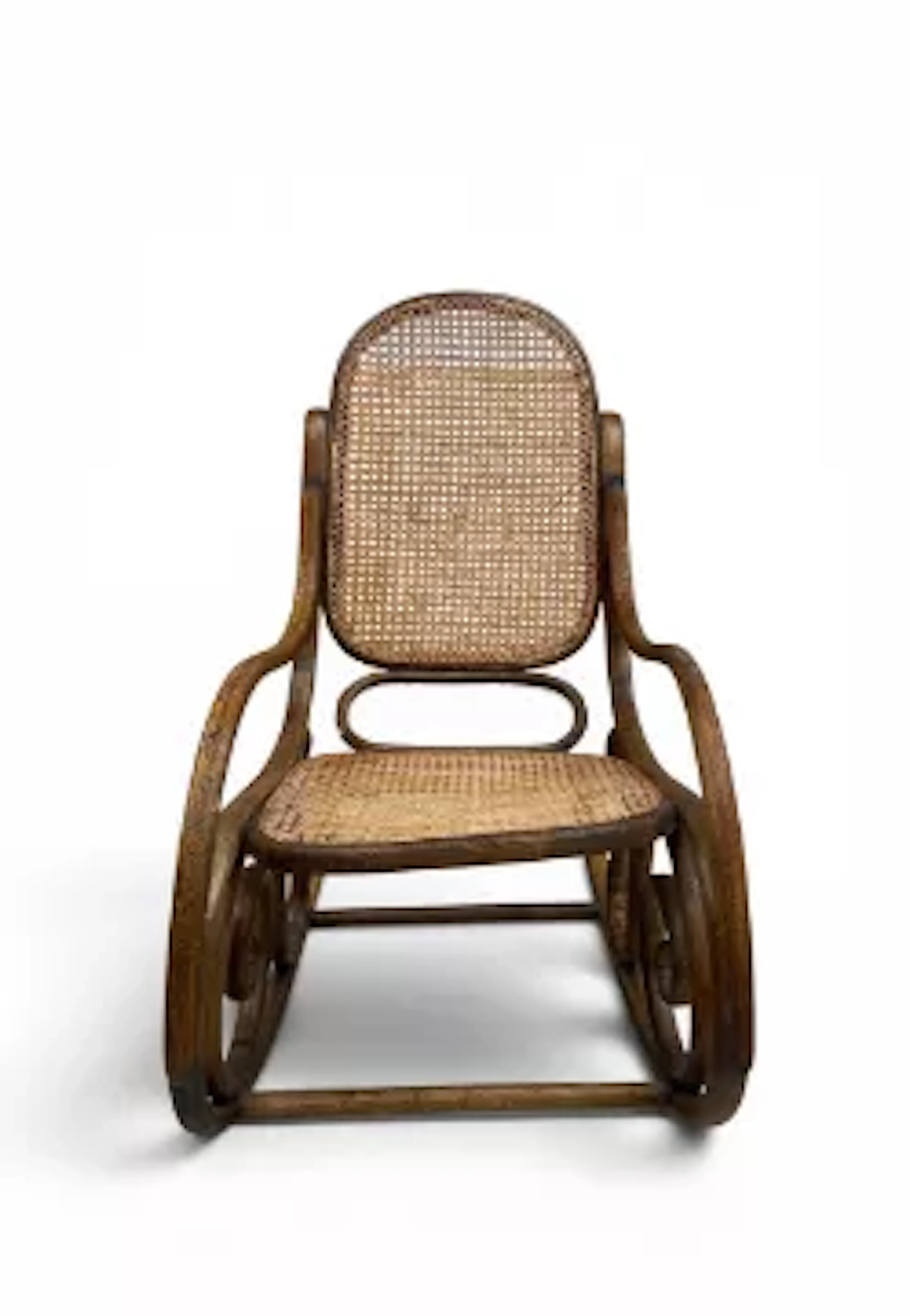 An early 20th century Thonet style bentwood rocking chair having a