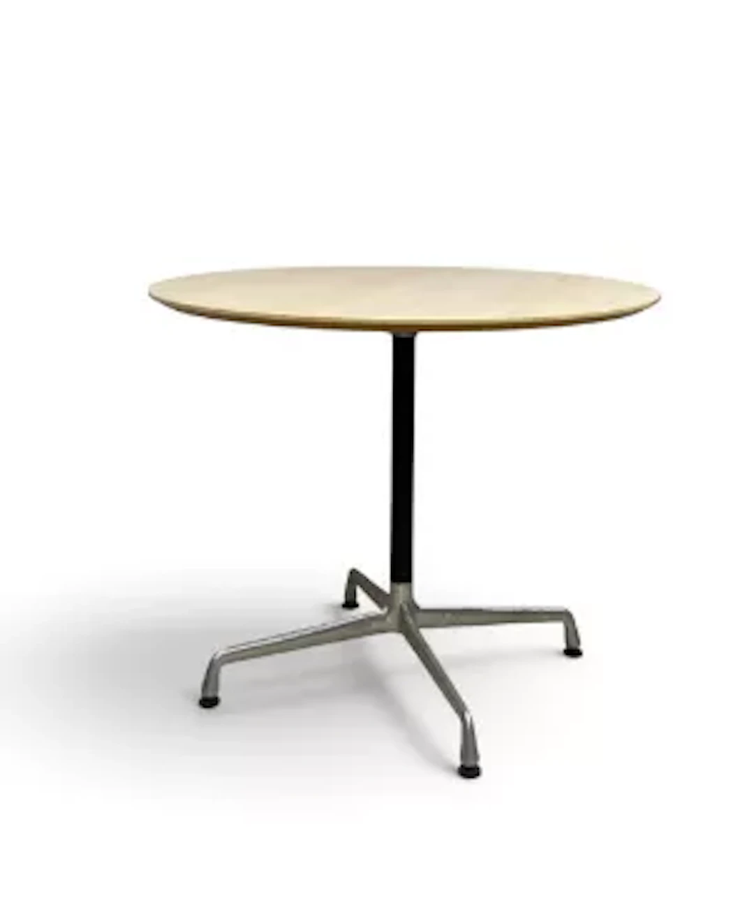 A Charles and Ray Eames contract table on aluminium base. H 74cm x D 91cm