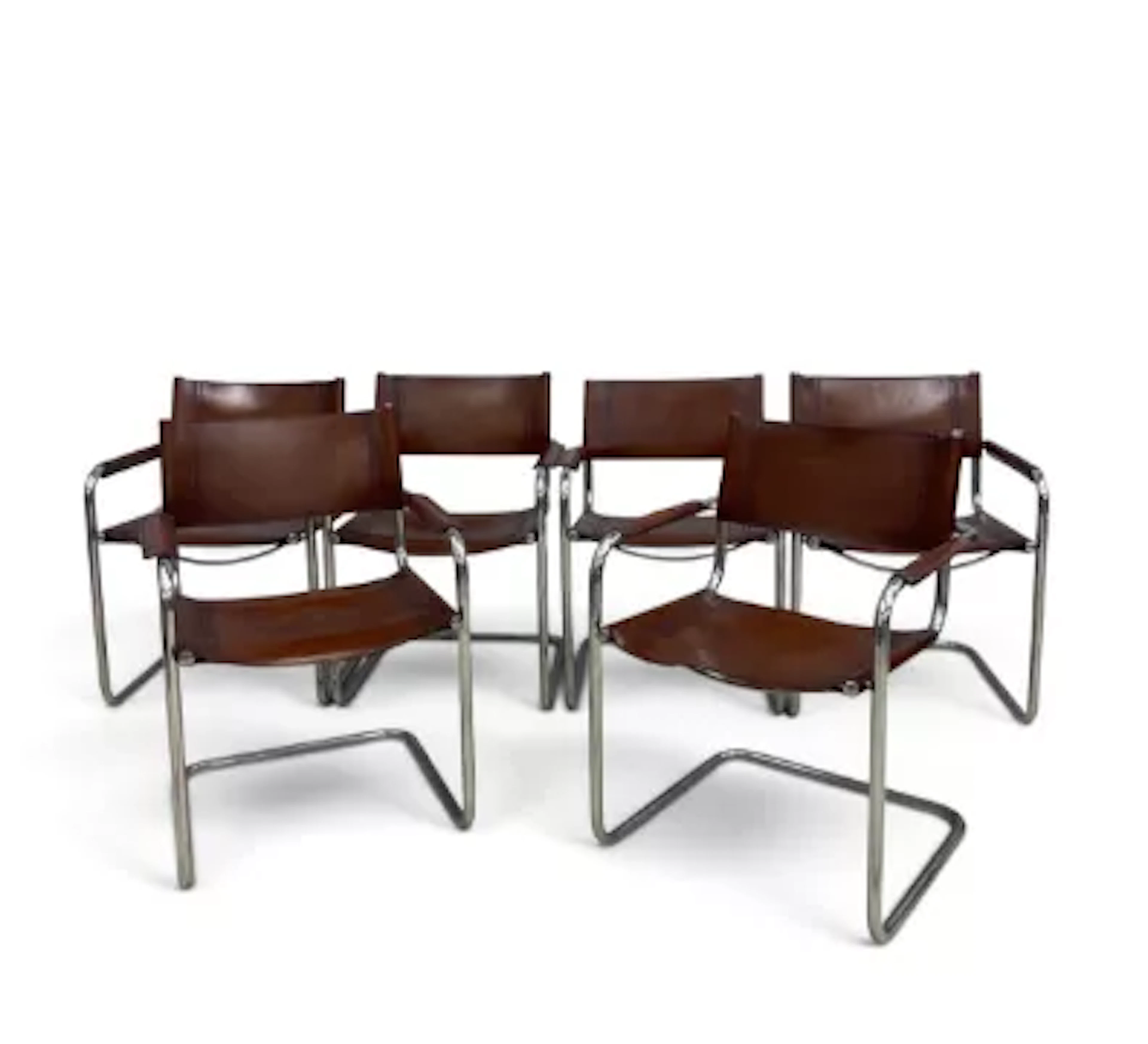 A set of six vintage Marcel Breuer B34 Cesca armchairs with chrome