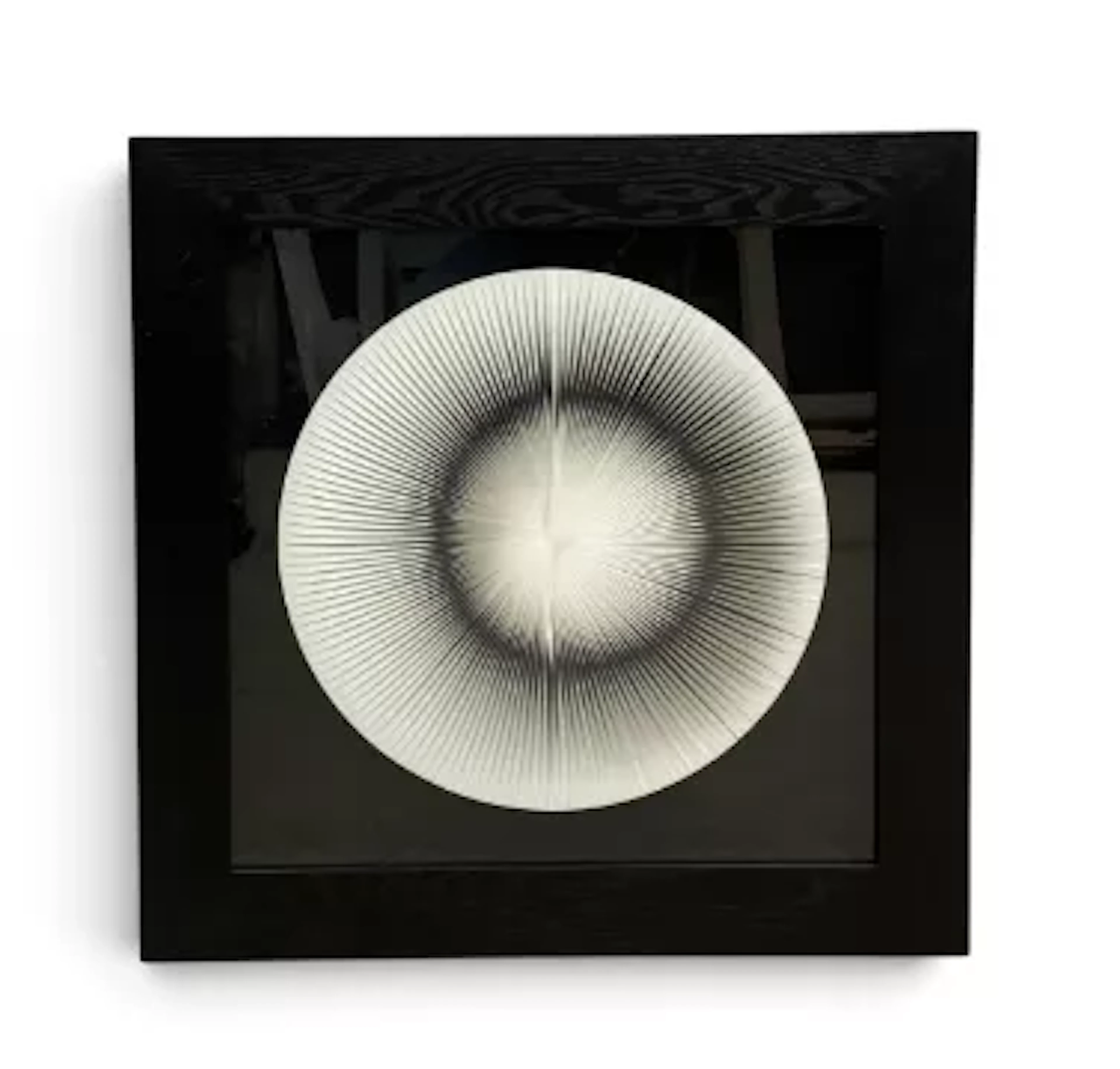 A contemporary 3D artwork in an ebonised box frame. H.90 x W.90cm.