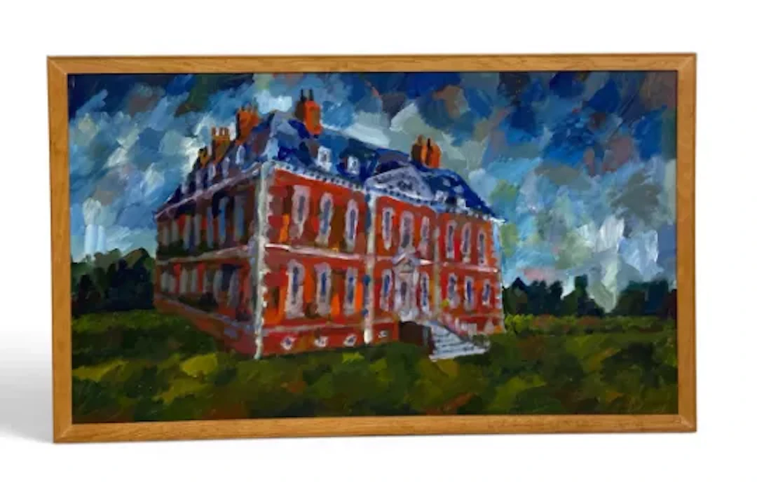 A large contemporary expressionist style oil painting, a Queen Anne