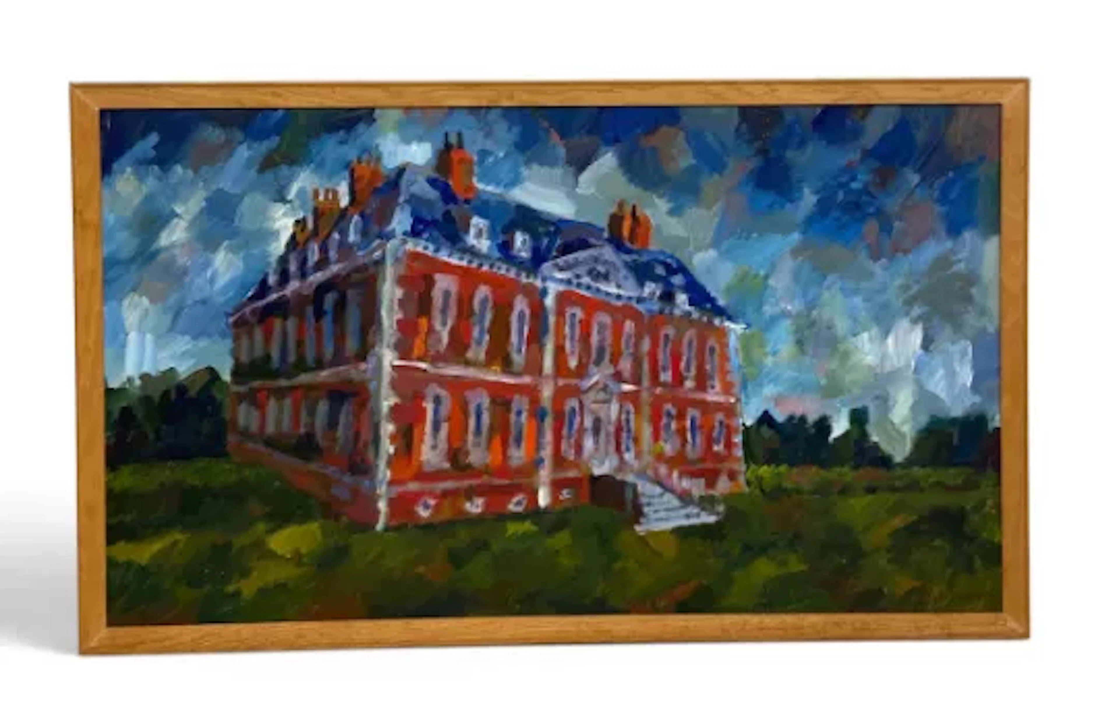 A large contemporary expressionist style oil painting, a Queen Anne