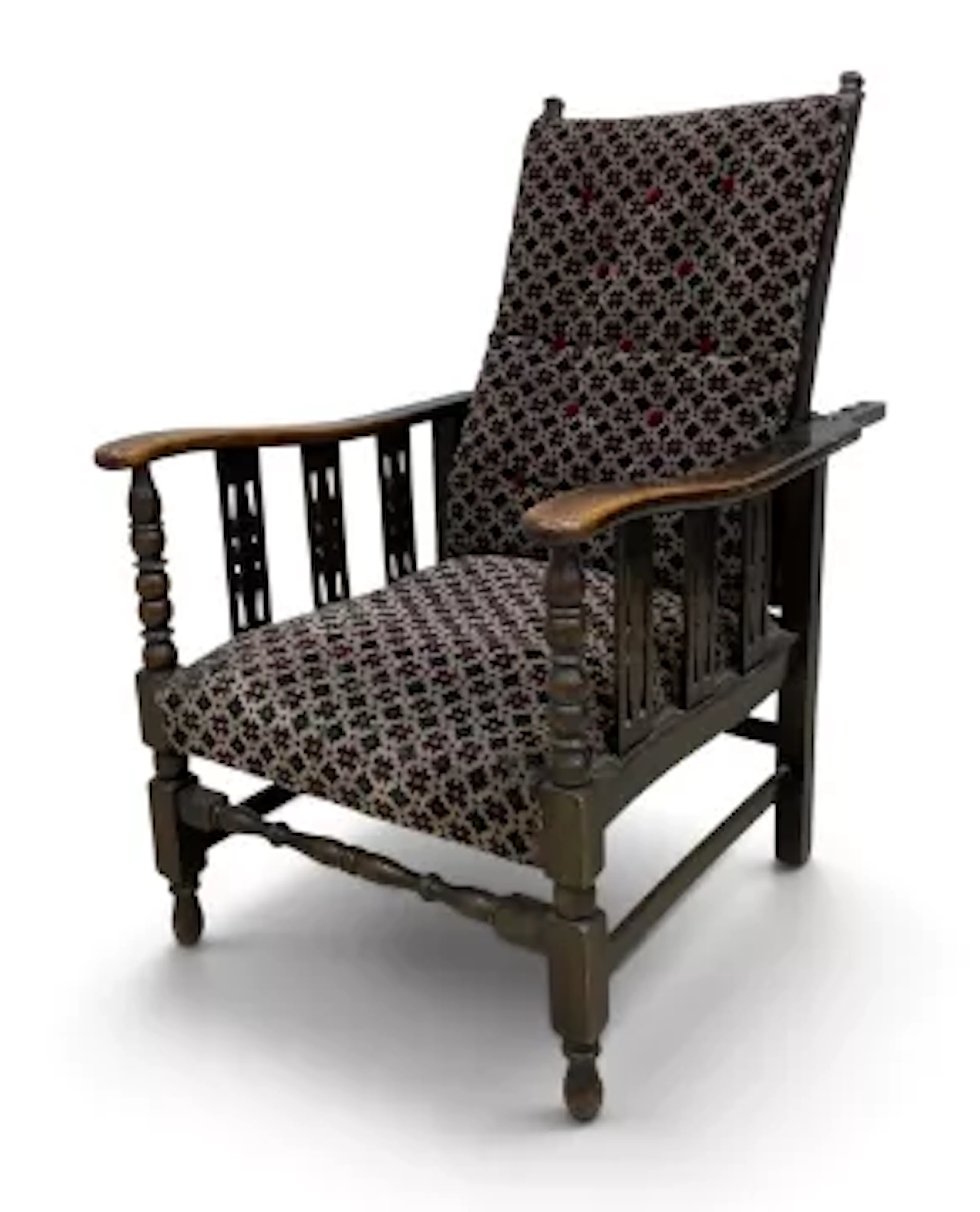 A late 19th century oak reclining armchair with adjustable action