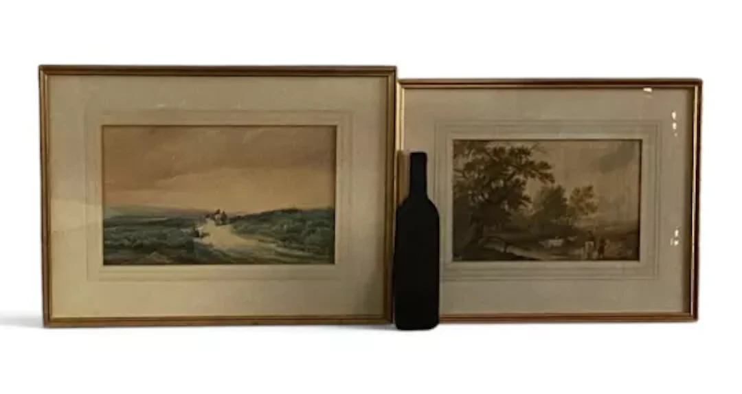 Two 19th century framed and glazed watercolours, rural scenes with