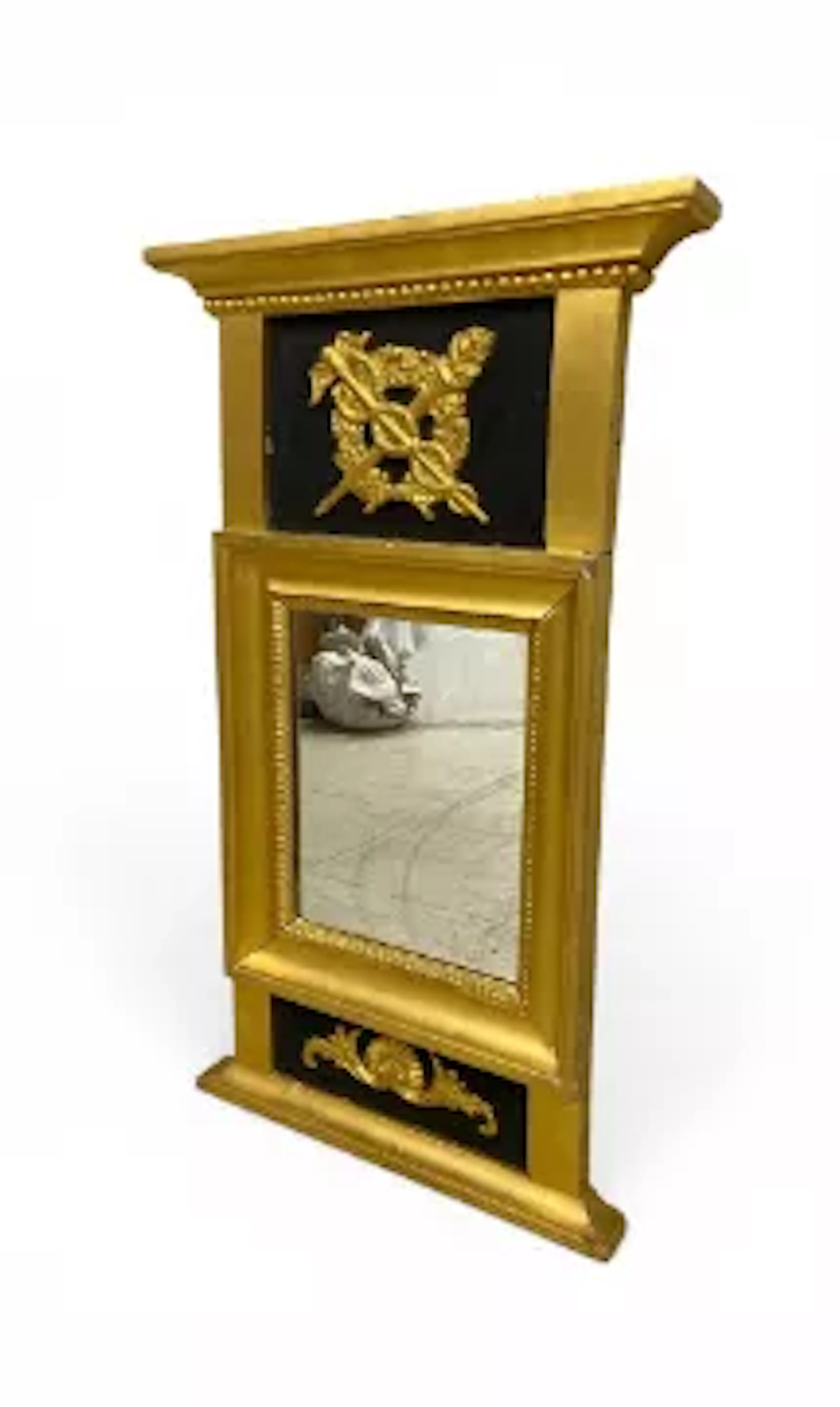 A 19th century Swedish trumeau pier mirror having a moulded cornice