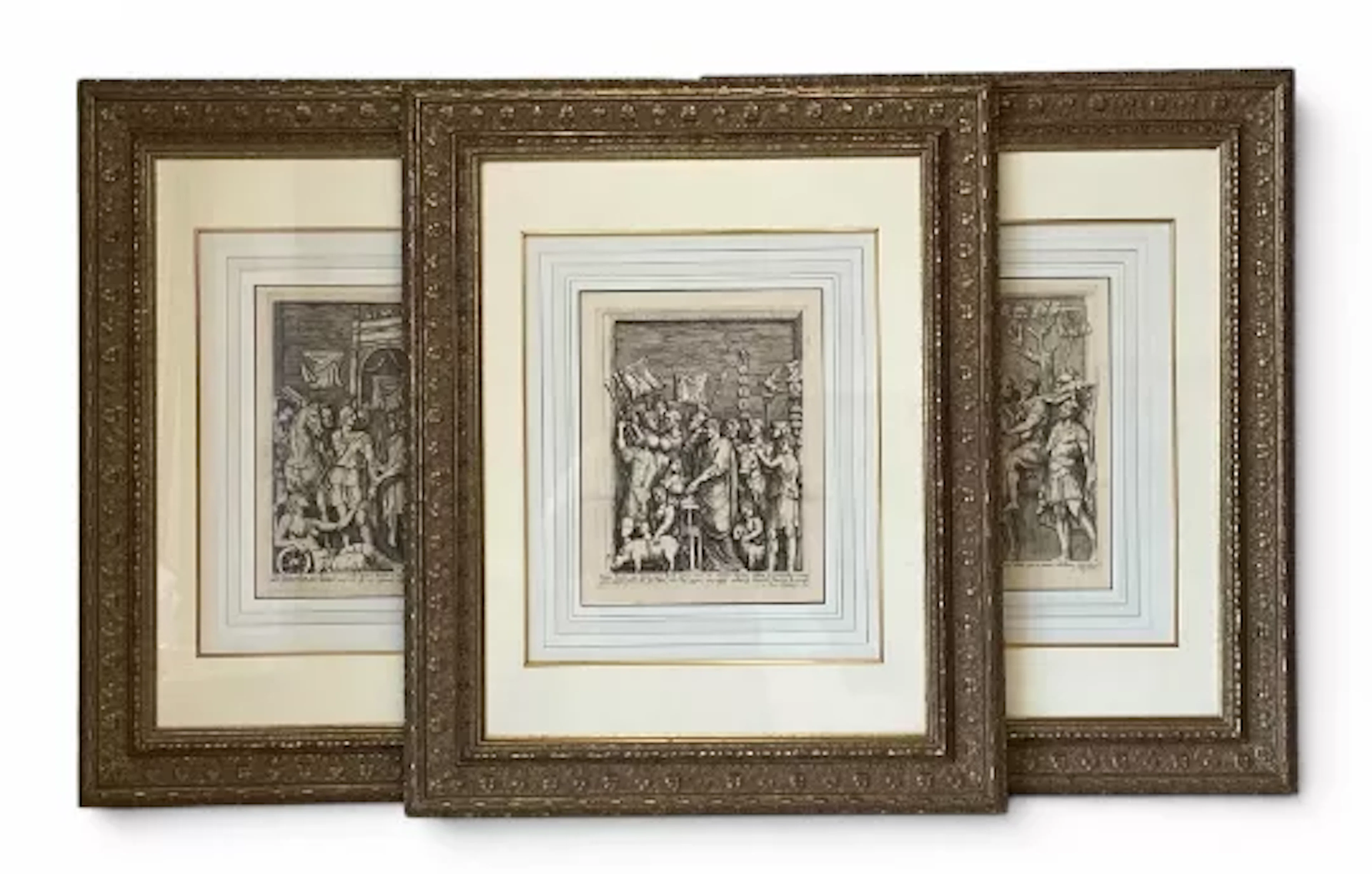 A set of three possibly 17th century Roman Baroque prints depicting