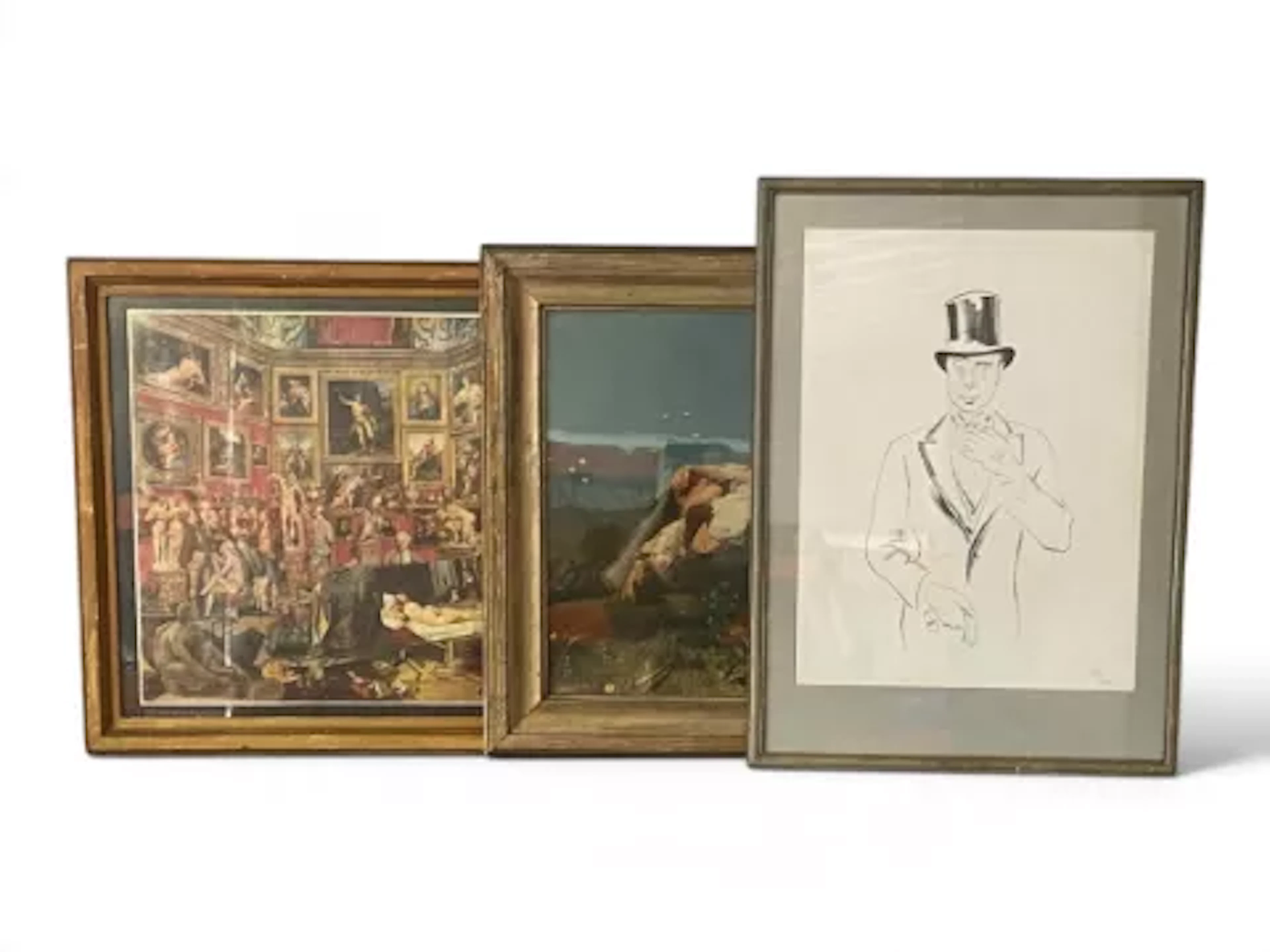 Three framed and glazed prints. 'The Tribuna of the Uffizi' after