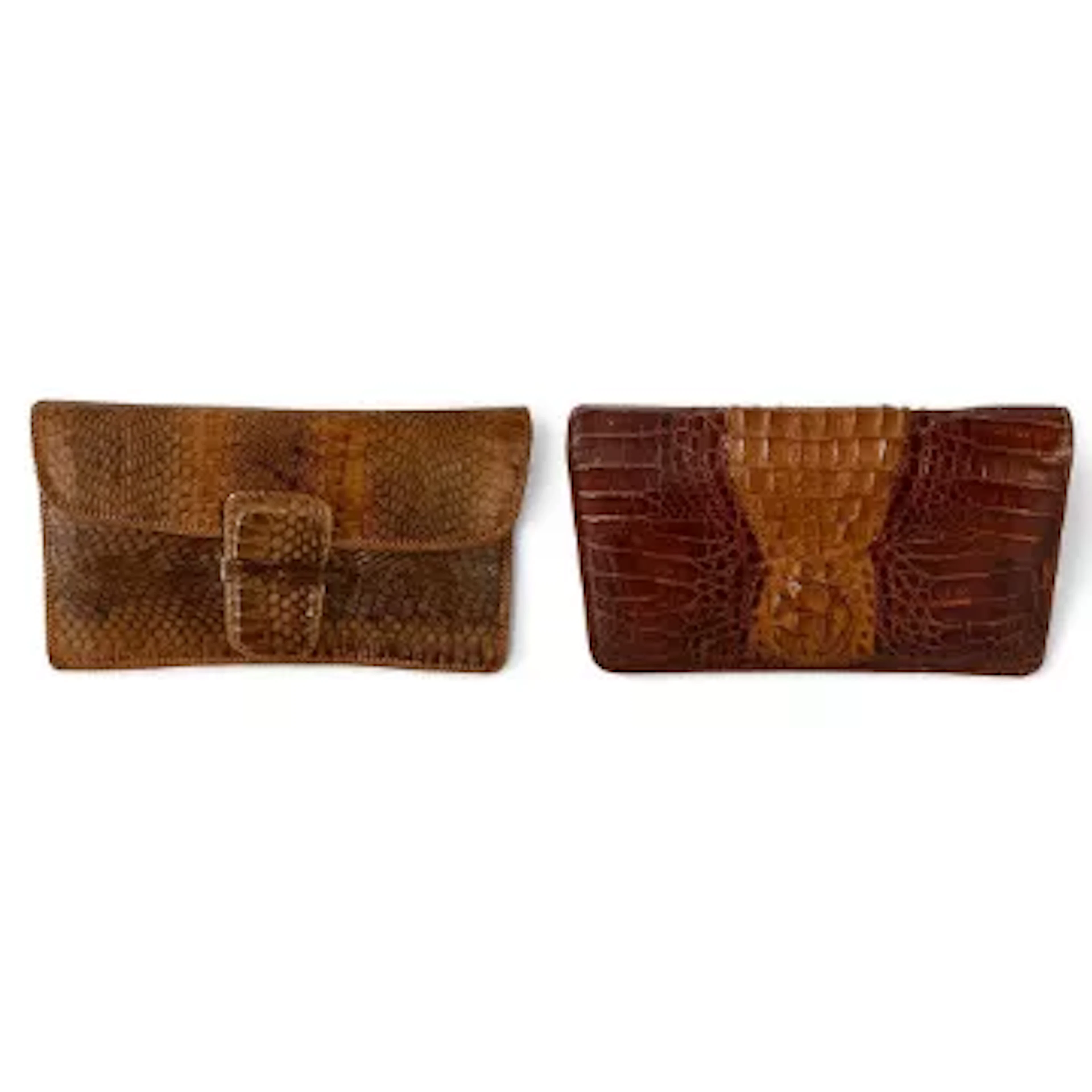 Two vintage alligator skin clutch bags.