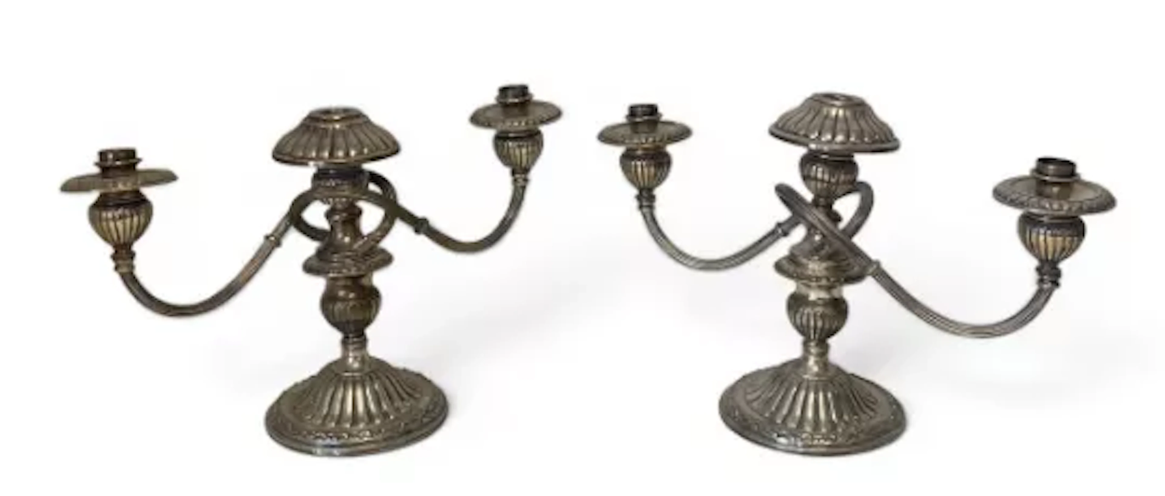 A pair of vintage Peruvian 925 marked silver Camusso candelabras each