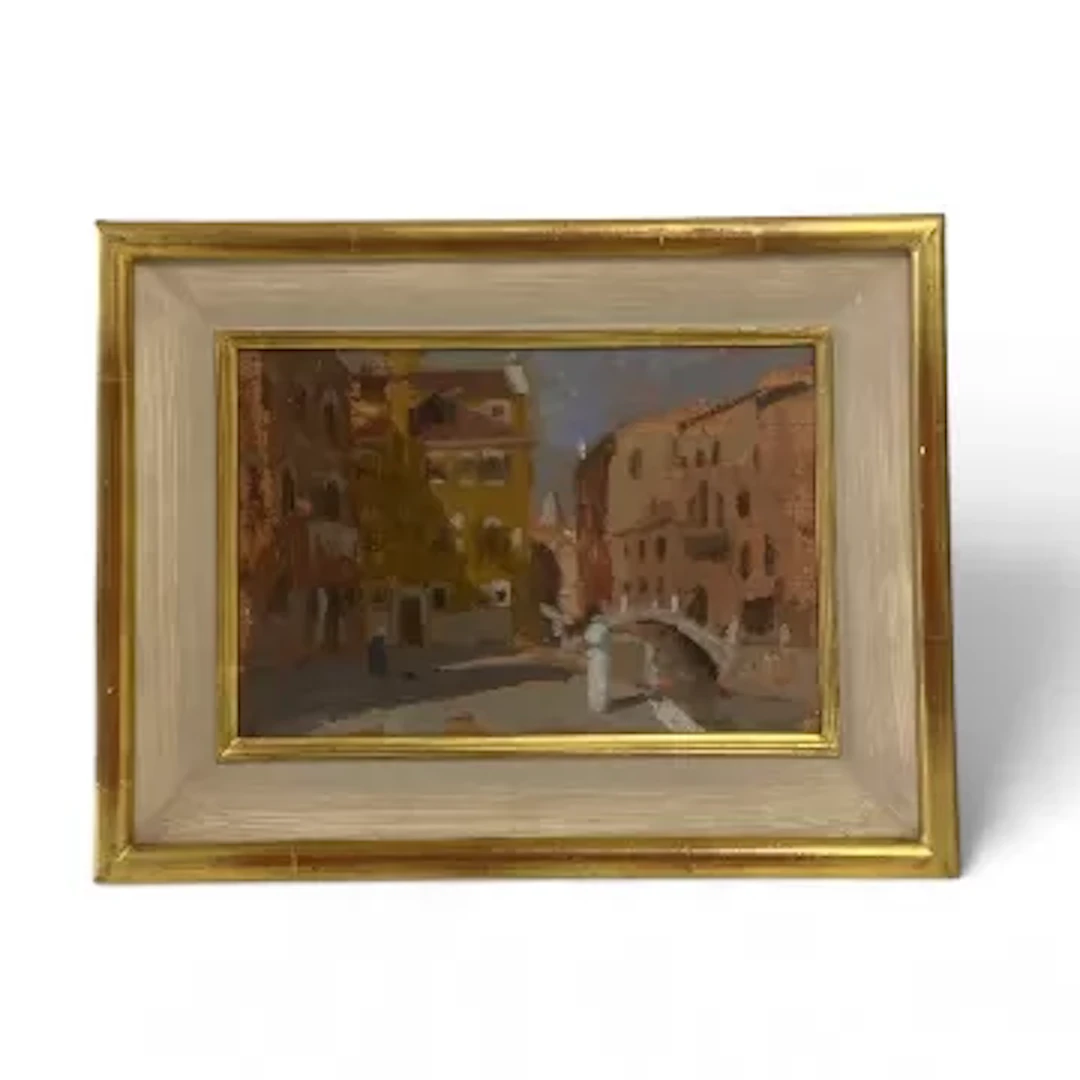 Bernard Dustan (1920-2017), a gilt framed oil on board 'Campo San