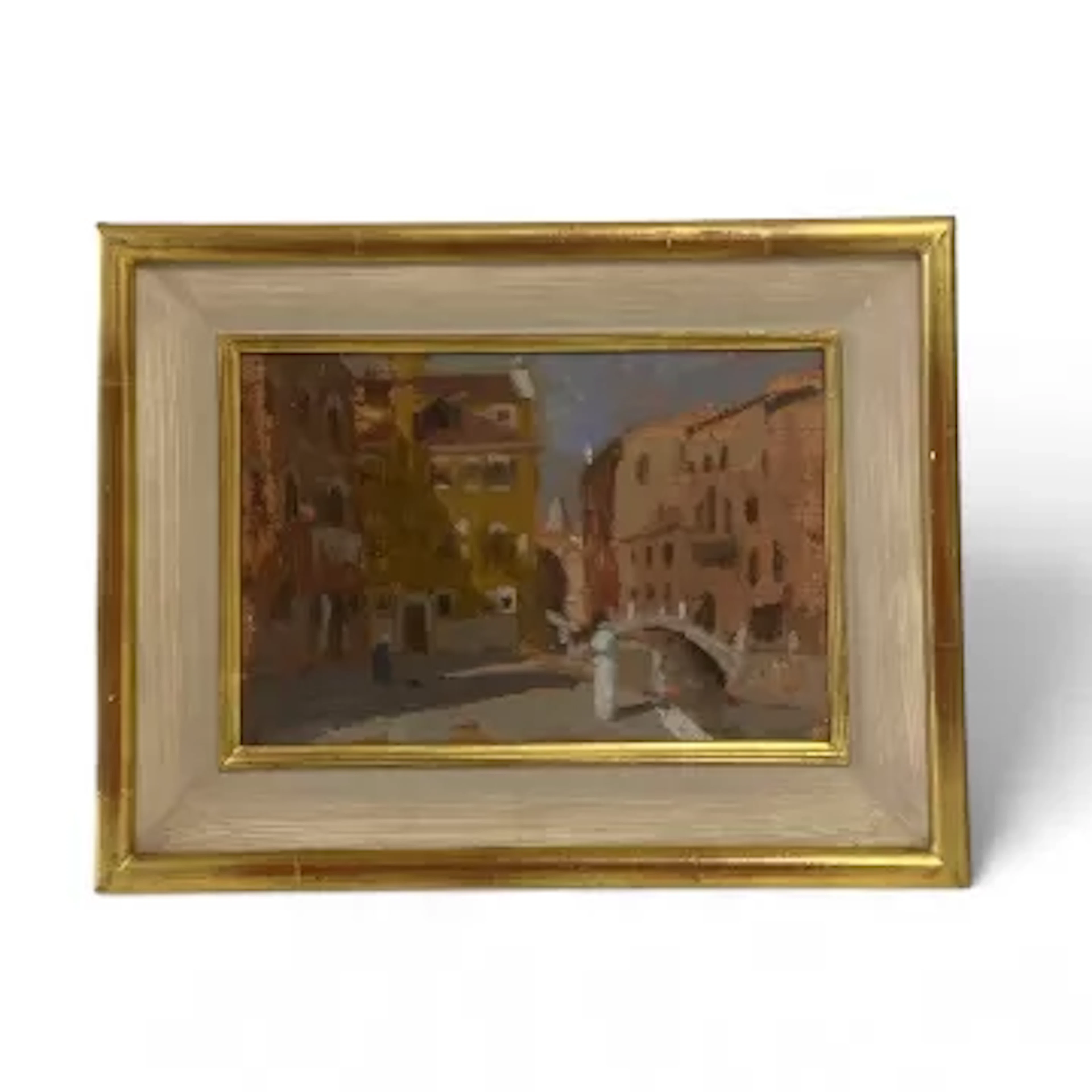 Bernard Dustan (1920-2017), a gilt framed oil on board 'Campo San