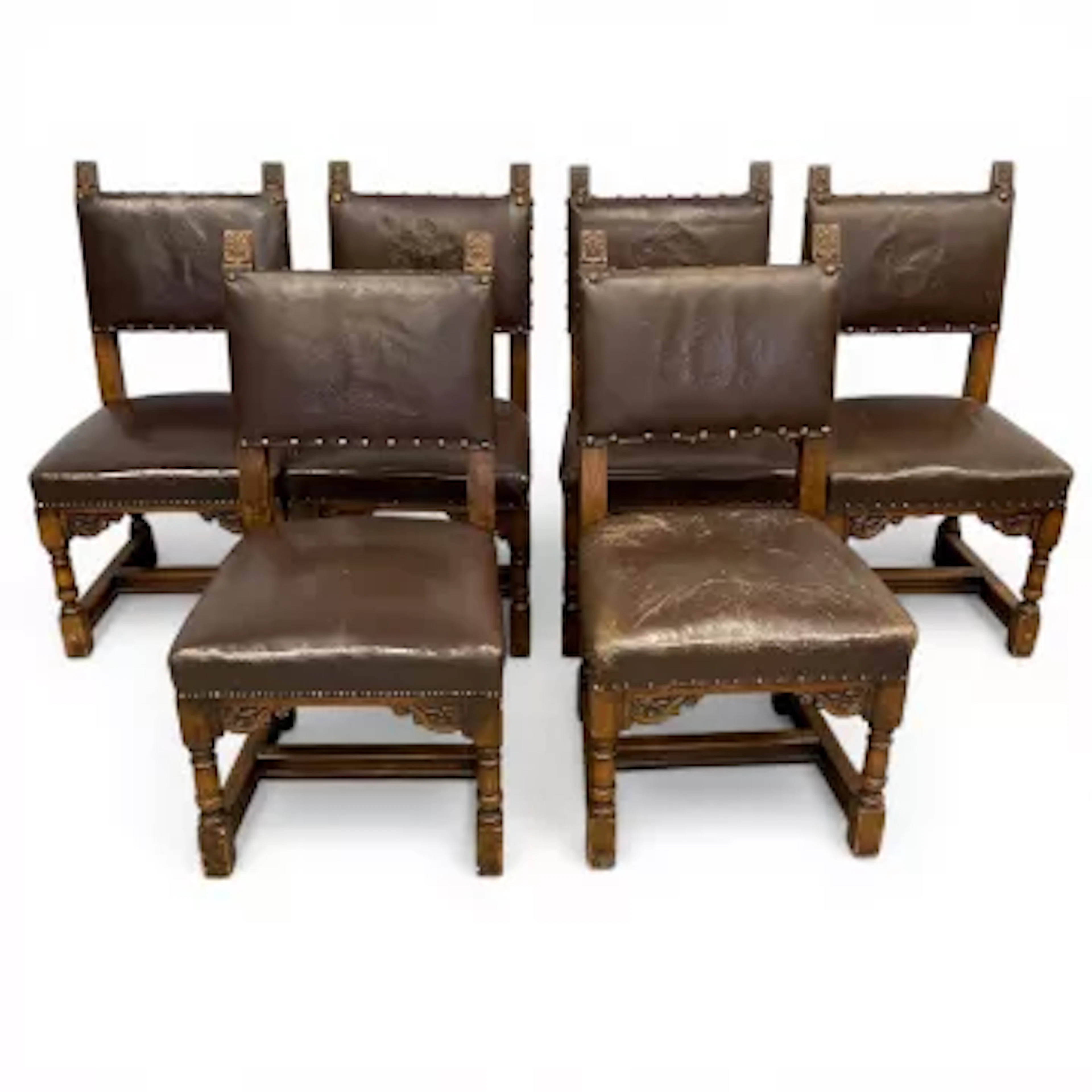 Maritime interest: A set of six early 20th century oak framed and