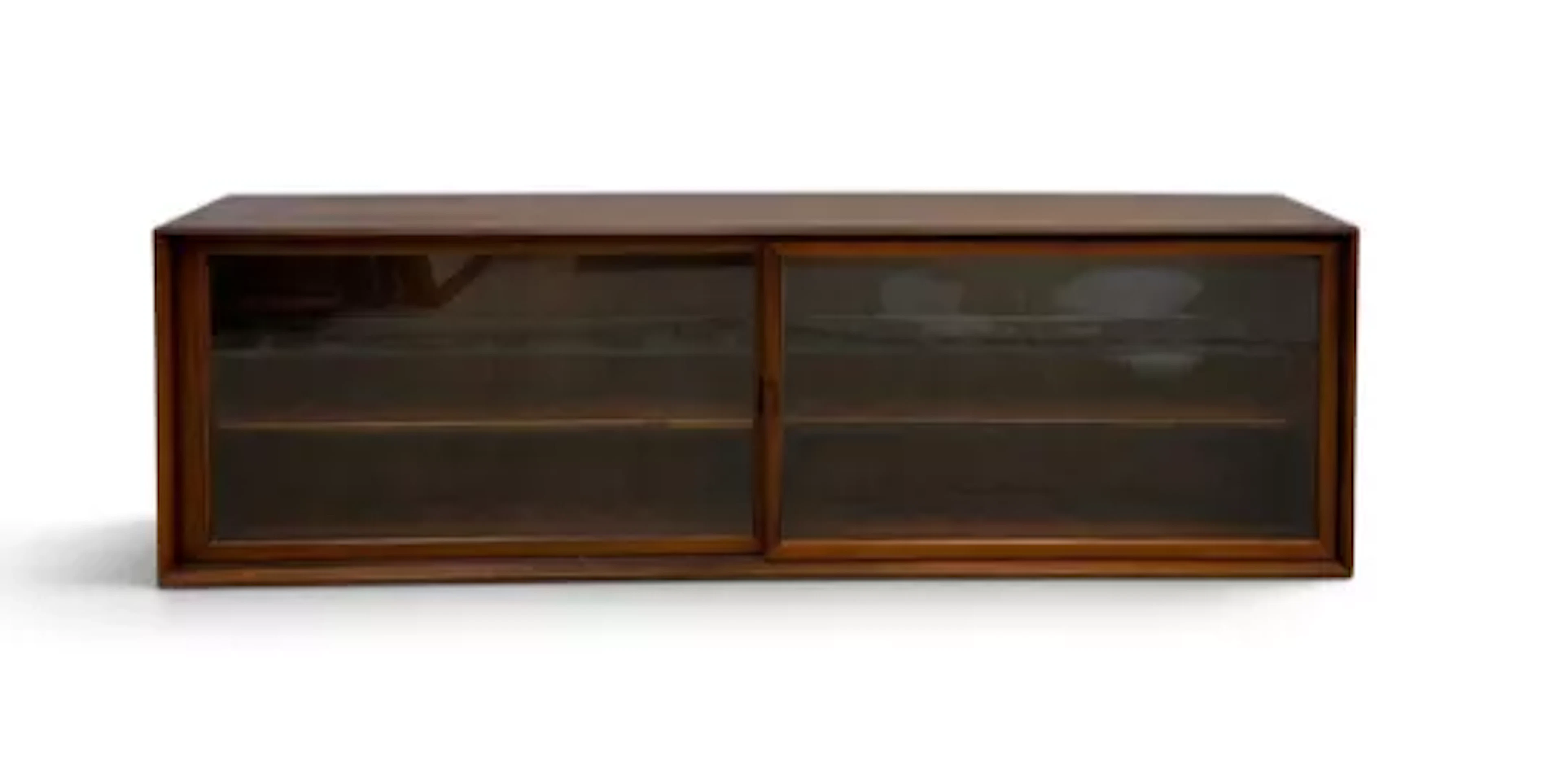 A mid century Scandinavian santos rosewood glazed display cabinet