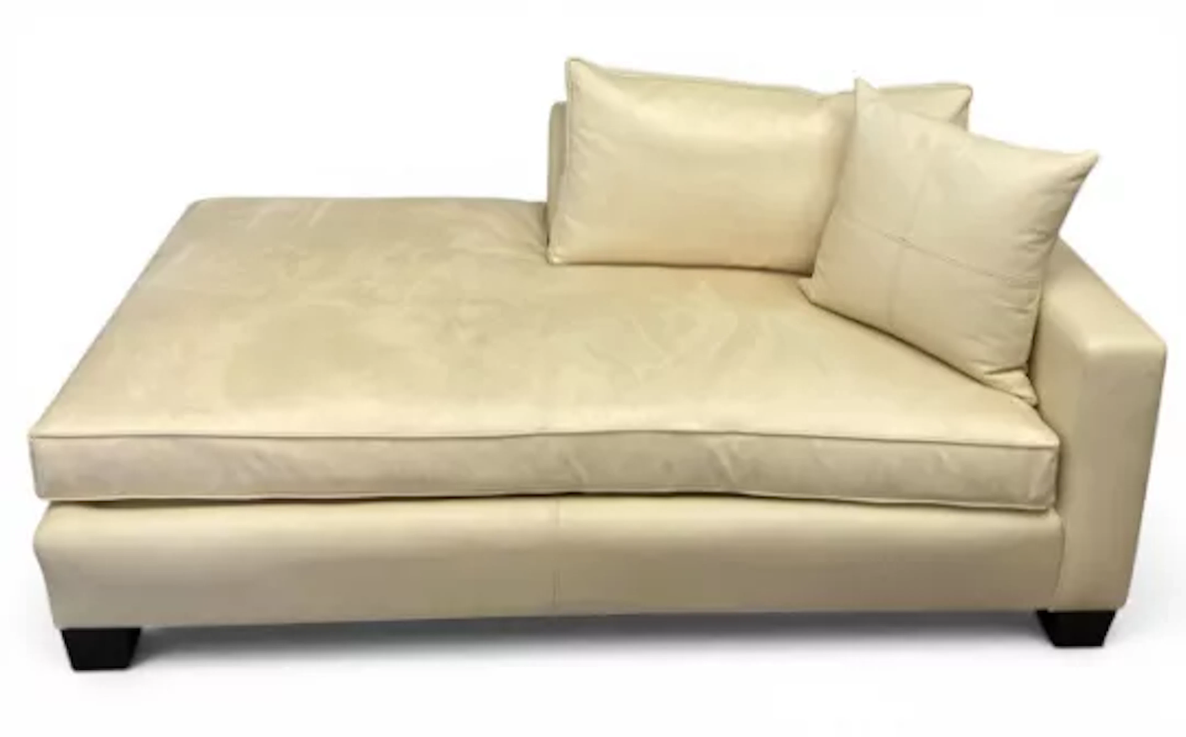 A vintage cream leather chaise longue with suede cushions by Ralph