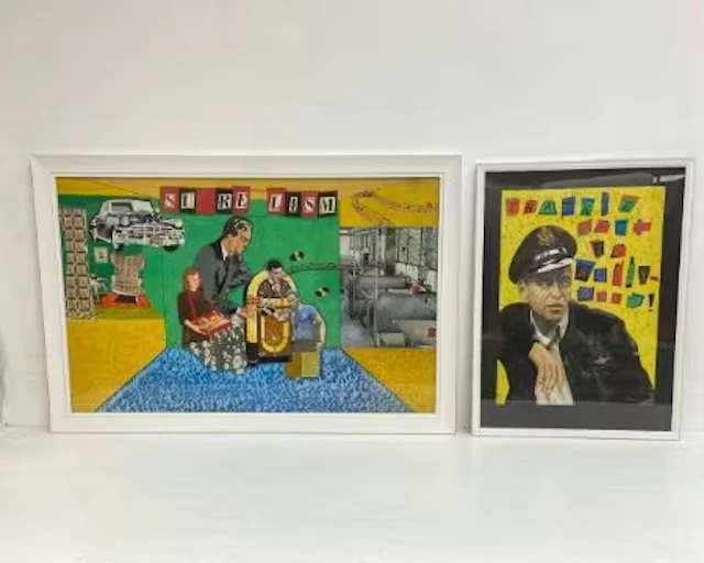 Two mixed media Pop Art style paintings titled 'Surrealism' and 'Frankie