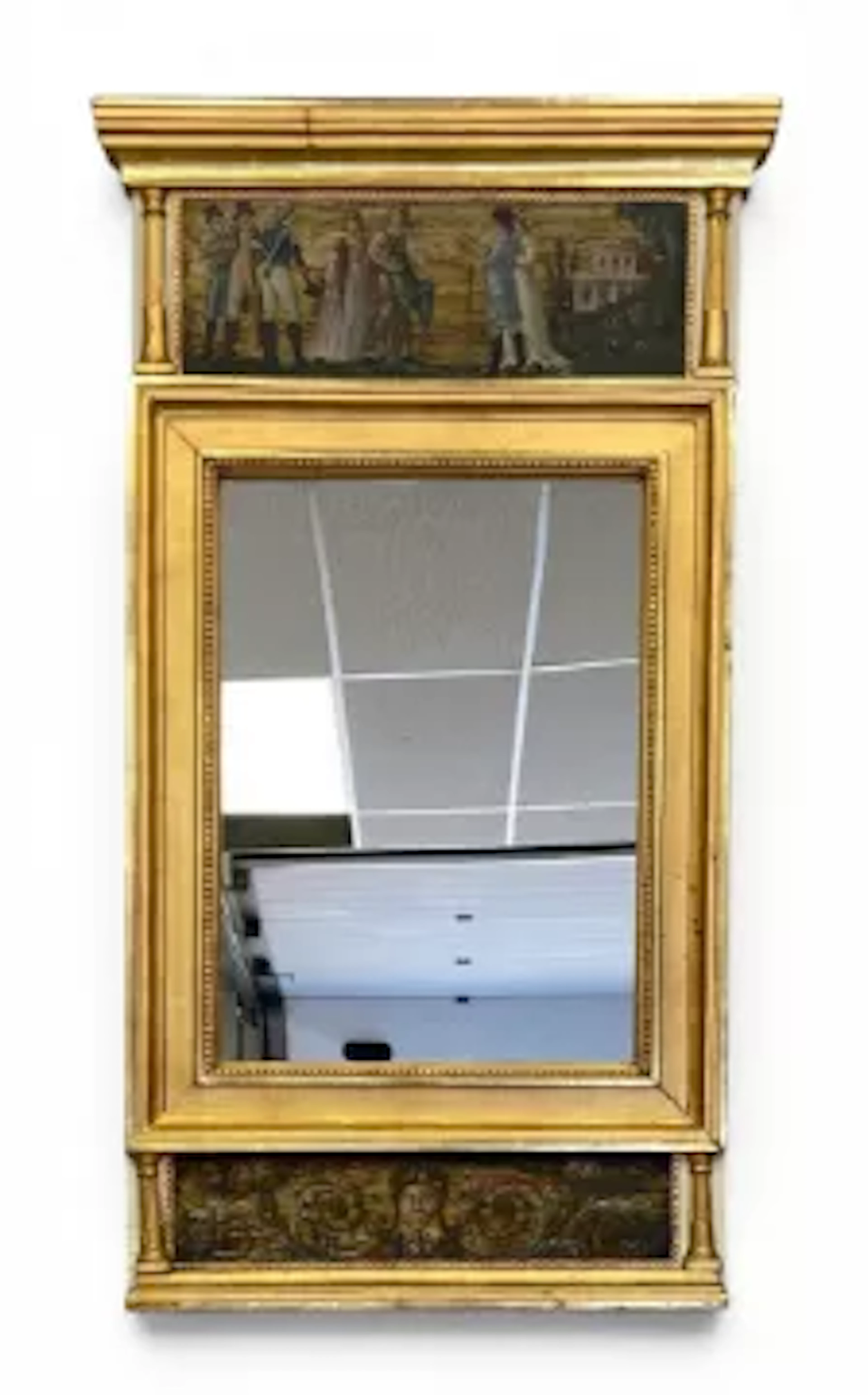 A C.1900 Gustavian style trumeau mirror with Neoclassical style hand