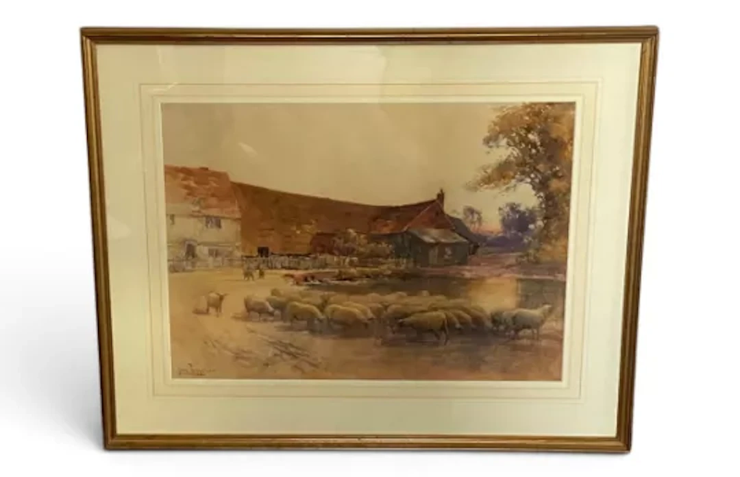 John Terris (1865-1914), a large 19th century framed and glazed watercolour