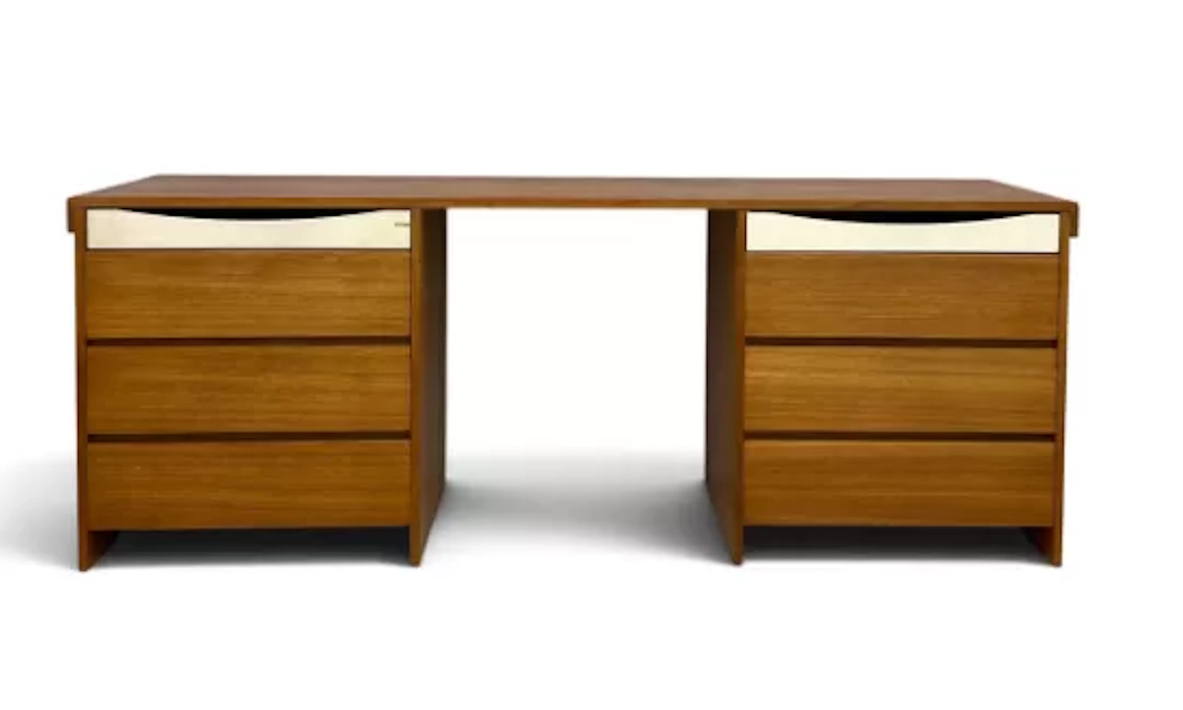 A mid century teak modular 'Summa' storage unit desk, with a pair