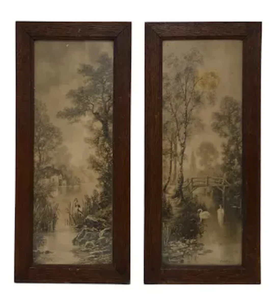 A pair of 19th century prints titled 'Noontide and Eventide' after