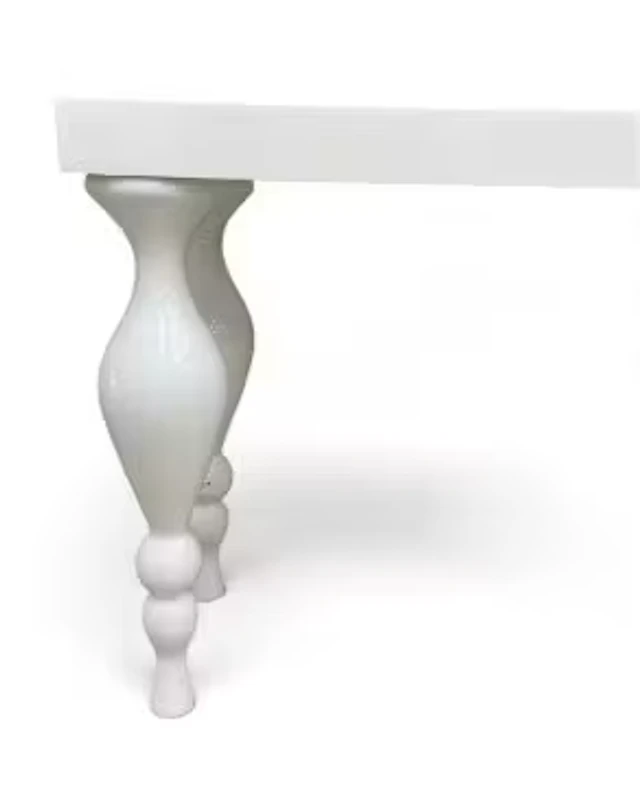 A large contemporary console table in gloss lacquer finish on shaped