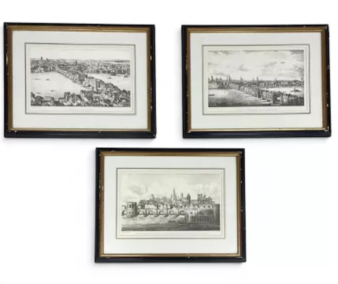 A set of three 18th century style framed and glazed prints, London