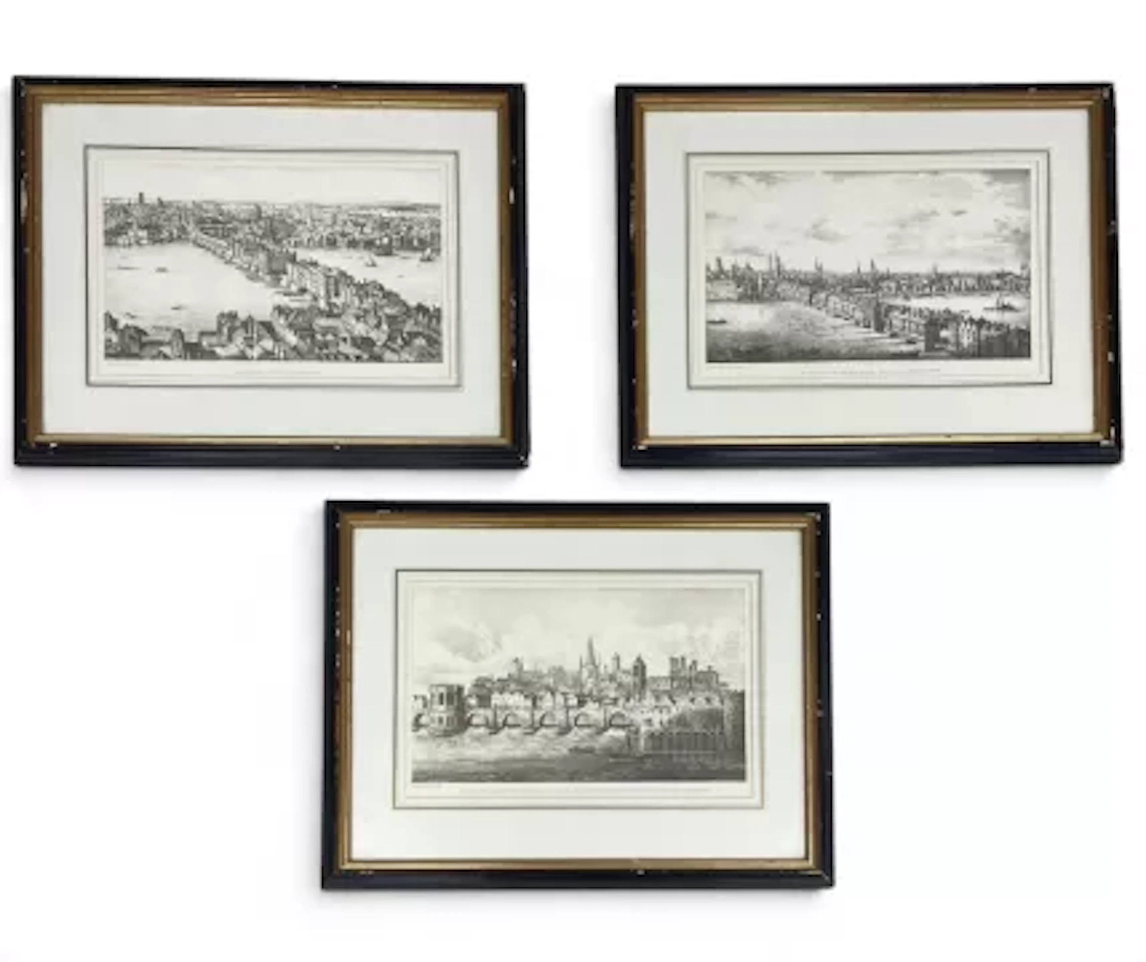 A set of three 18th century style framed and glazed prints, London