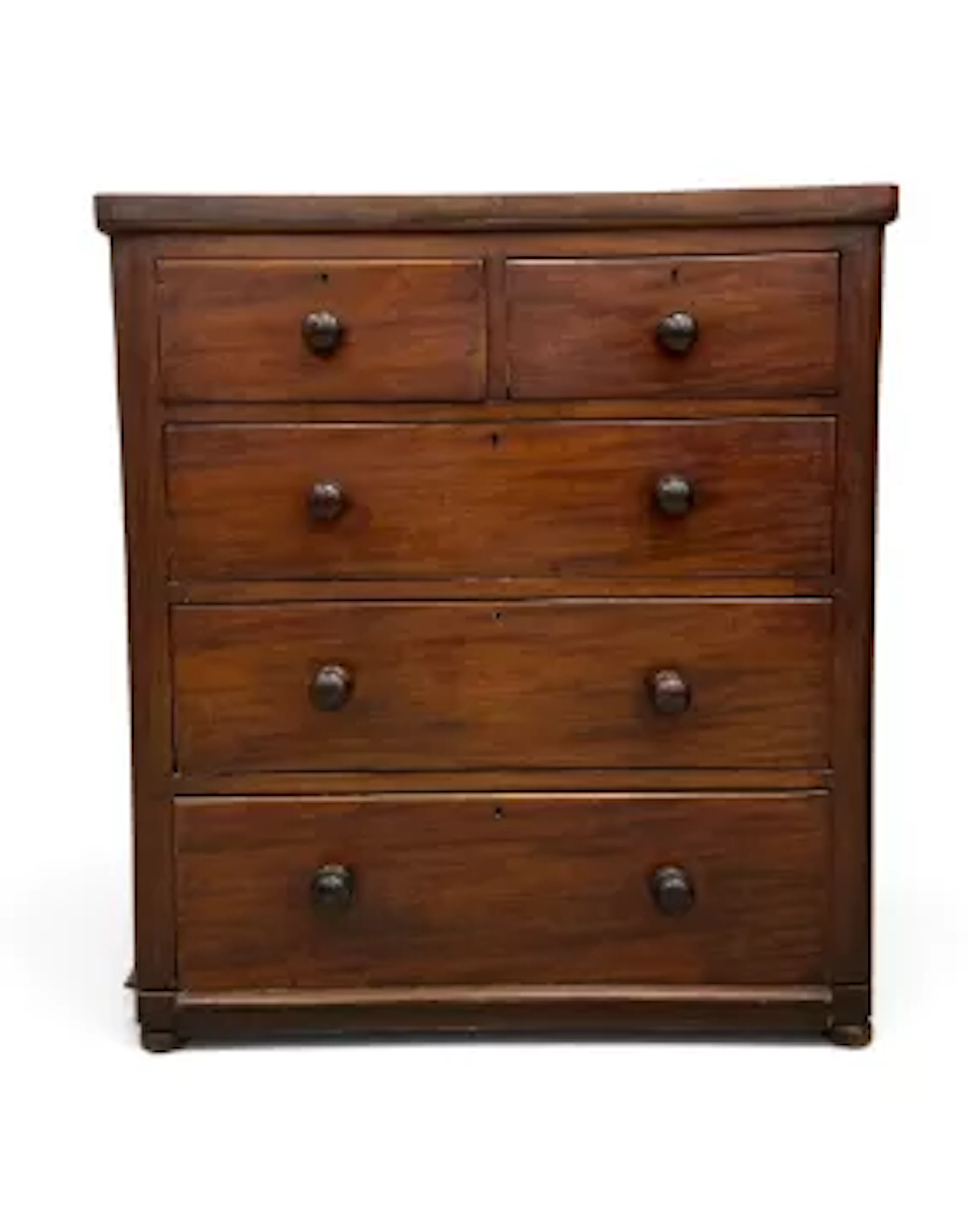 A Victorian mahogany chest of two short over three long drawers fitted
