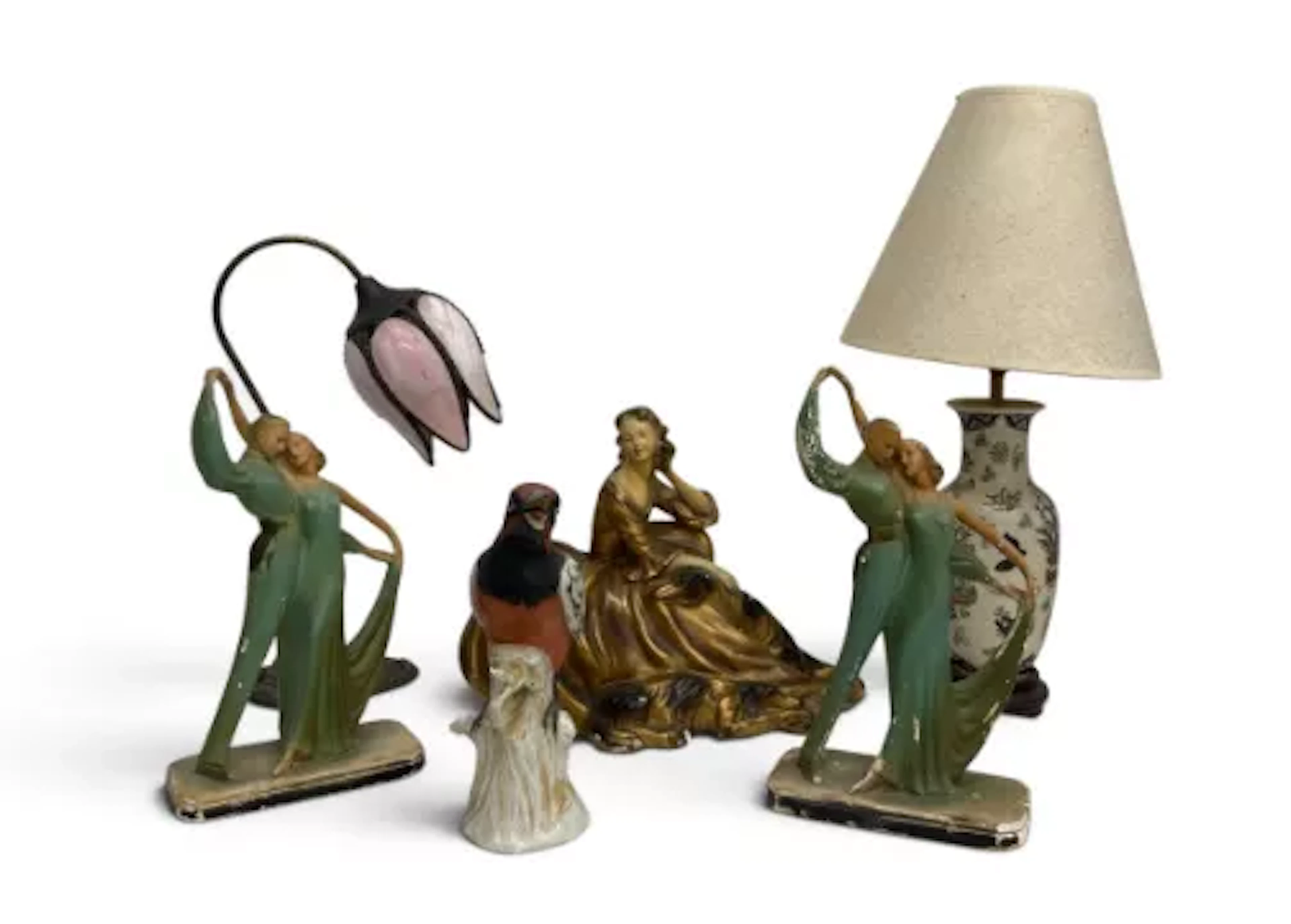 A mixed lot of Lamps, Tiffany style floral lamp, Chinese style vase