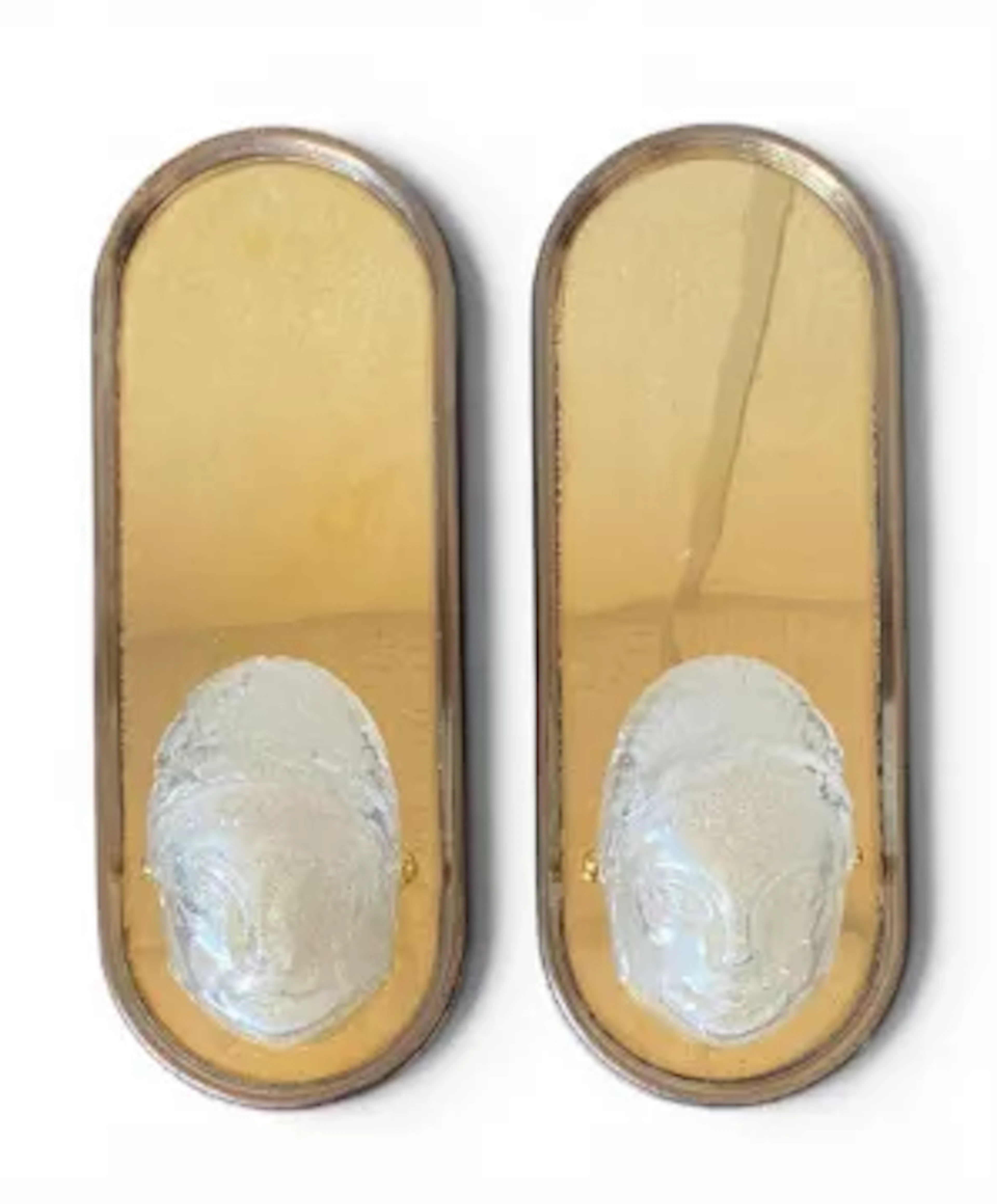 A pair of contemporary Art Deco style Headbourne wall sconces each