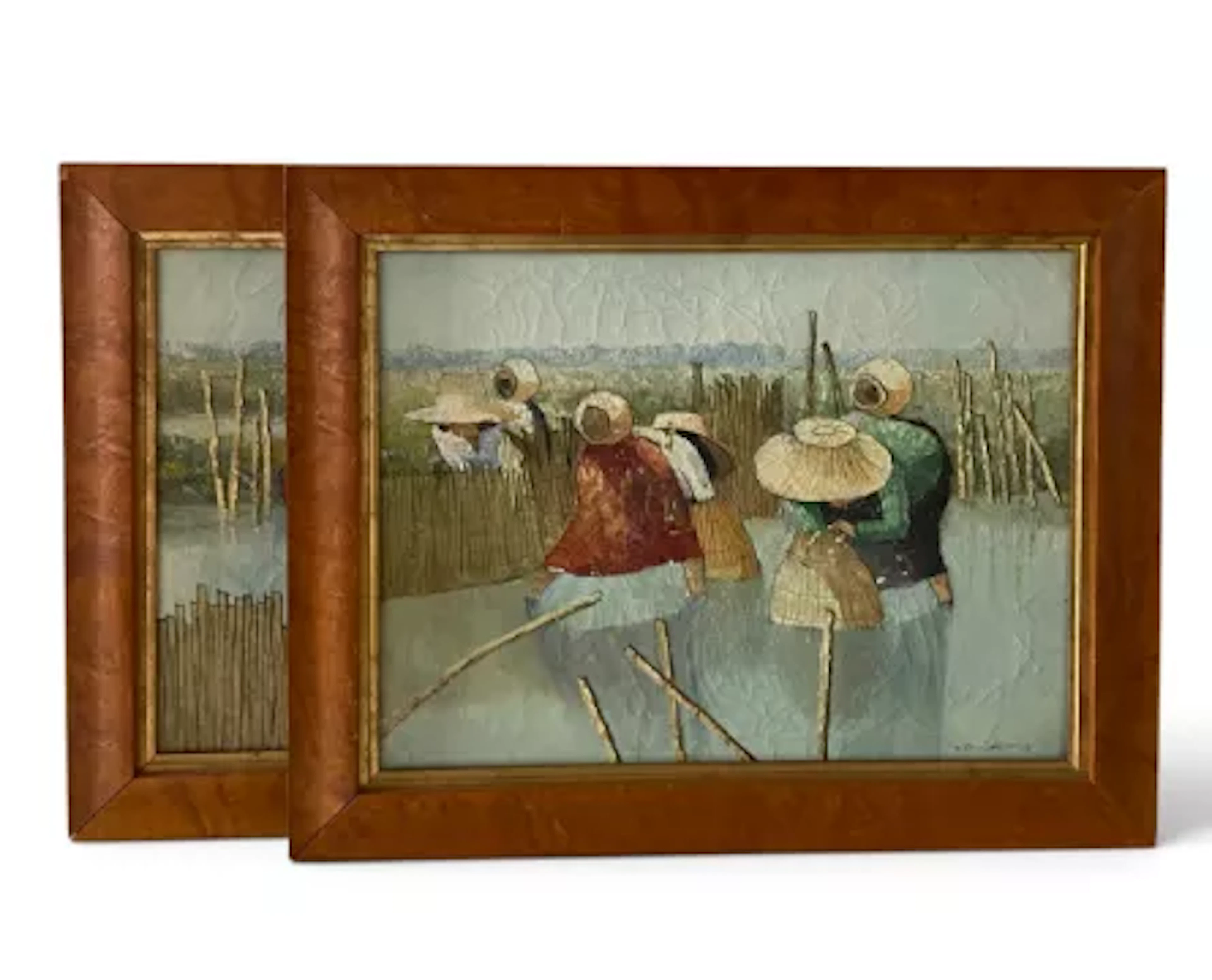 Viboon Chaidauang, a pair of oil paintings on canvas, south Asian