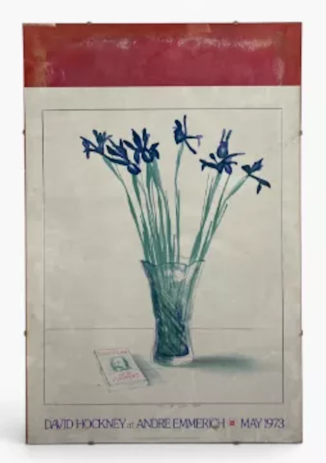 A vintage poster for David Hockney's 1973 solo exhibition at Andre
