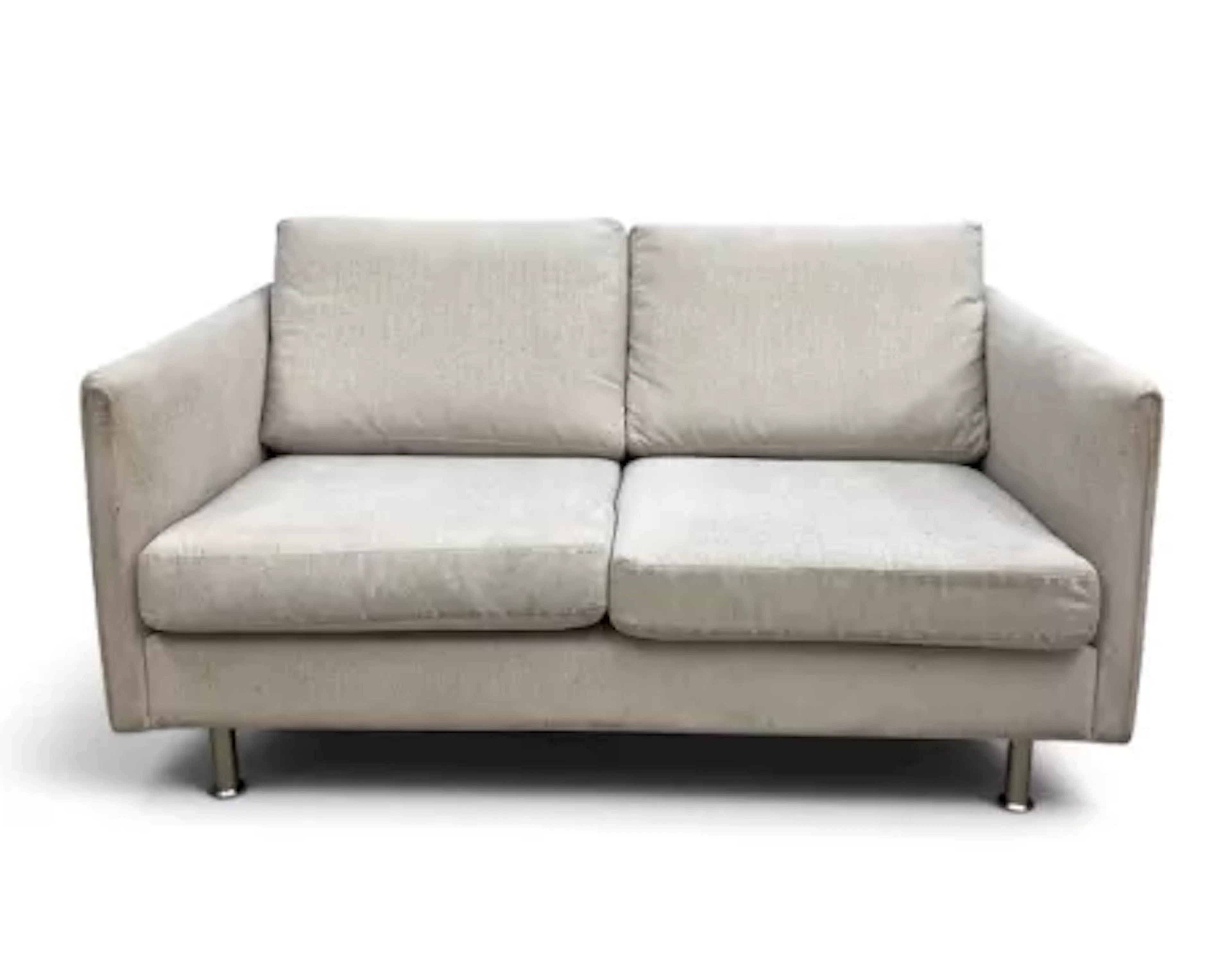 A contemporary Beige Arezzo fabric upholstered two seater Indivi sofa