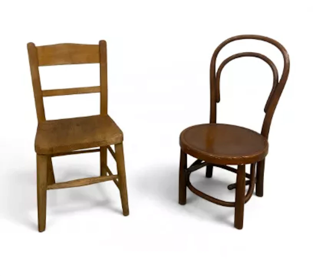 Two small early 20th century children's chairs to include a bentwood