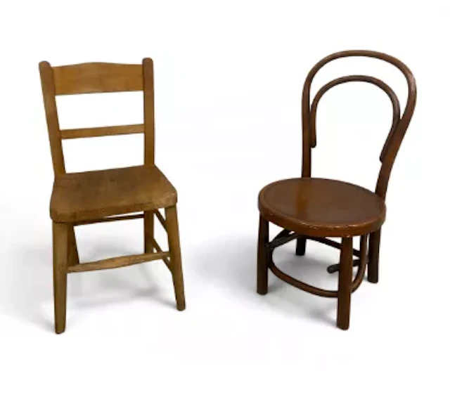 Two small early 20th century children's chairs to include a bentwood