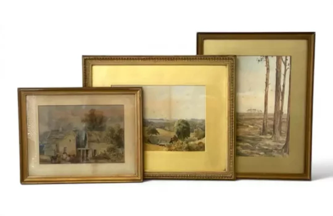 A group of three 19th century watercolours, rural landscapes, framed