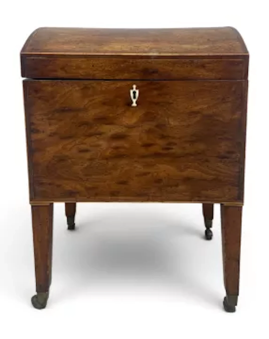 A late Georgian mahogany and satinwood inlaid cellarette box with