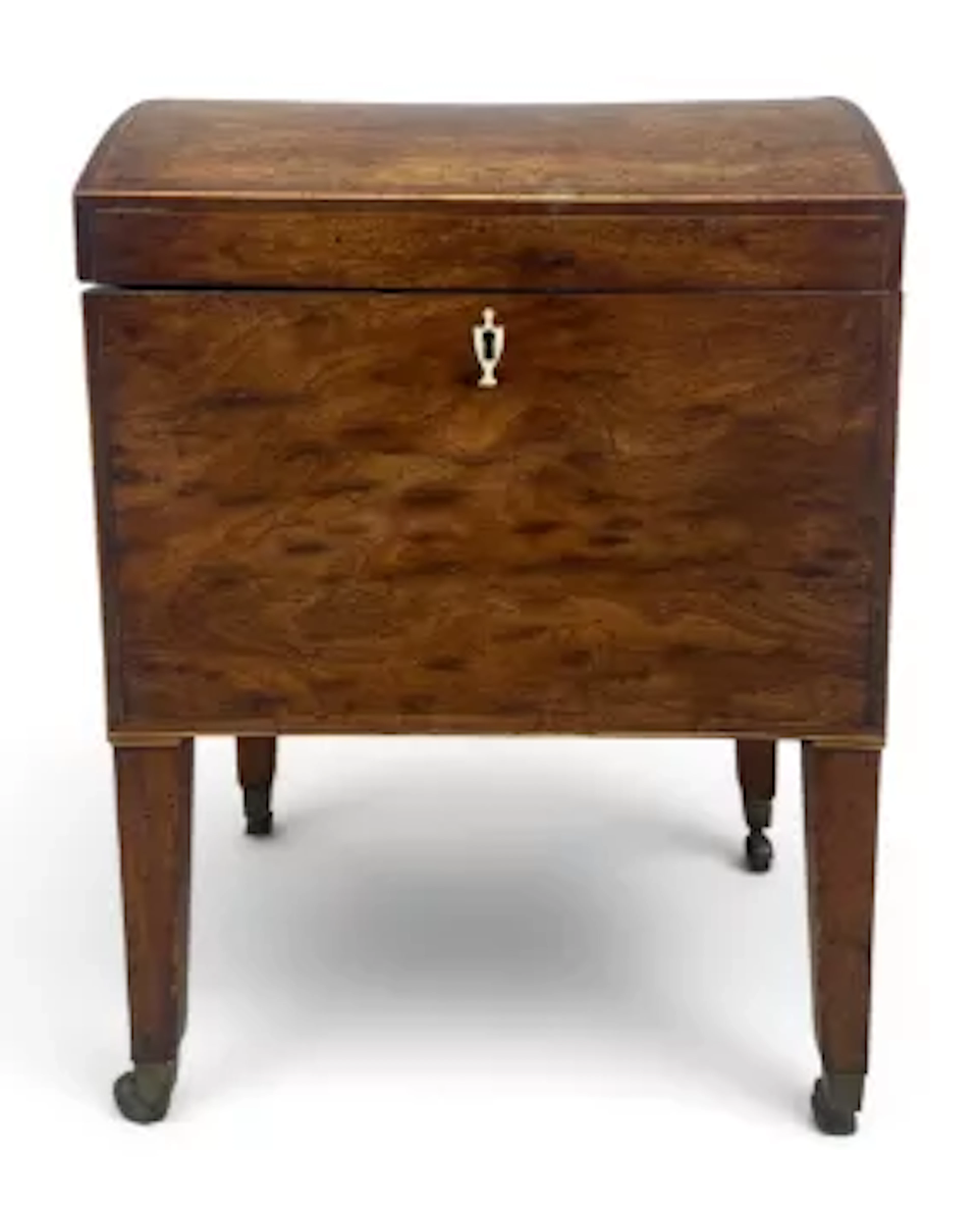 A late Georgian mahogany and satinwood inlaid cellarette box with
