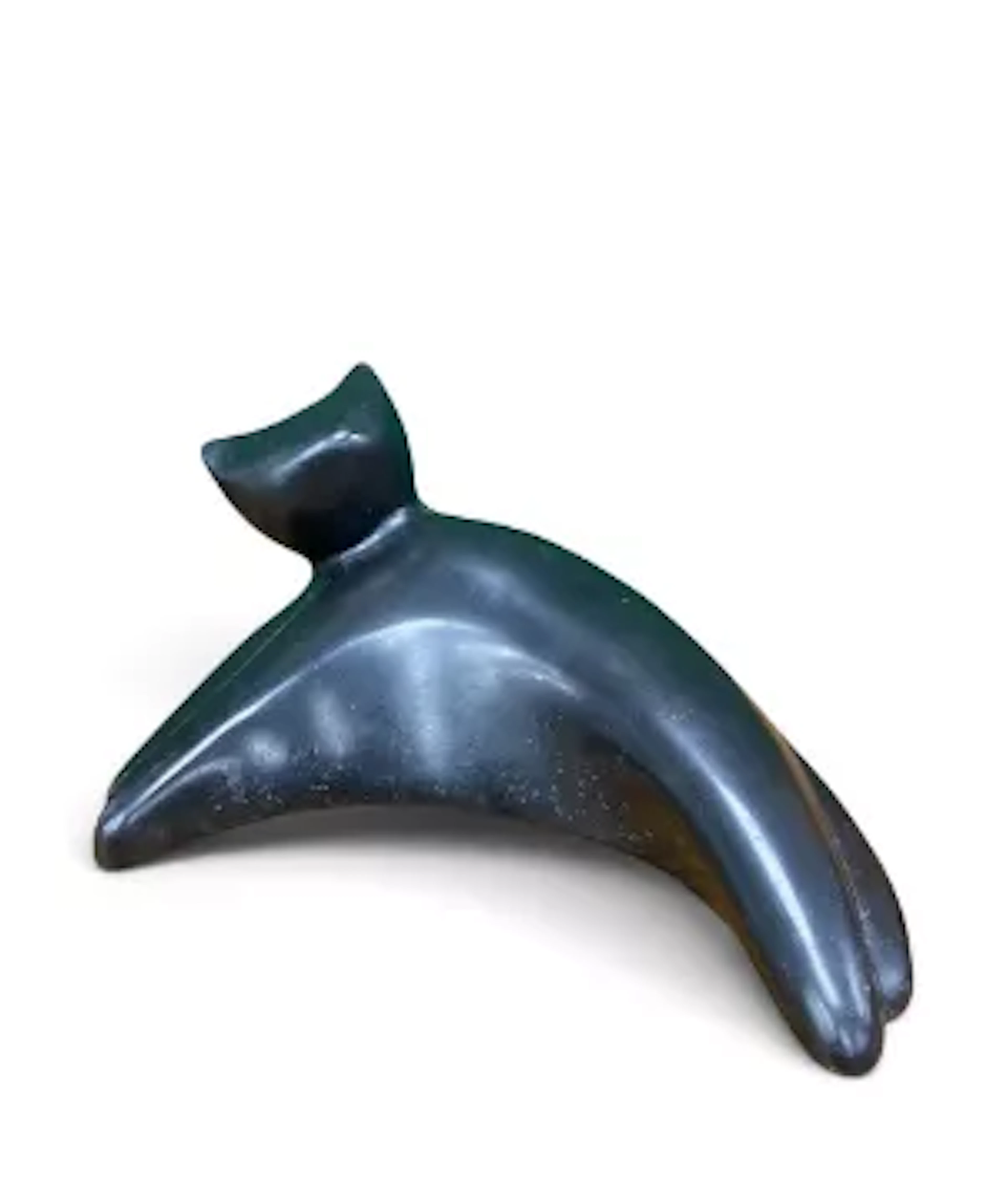 A bronze figure, stylised recumbant cat study, signed Mary'o and numbered