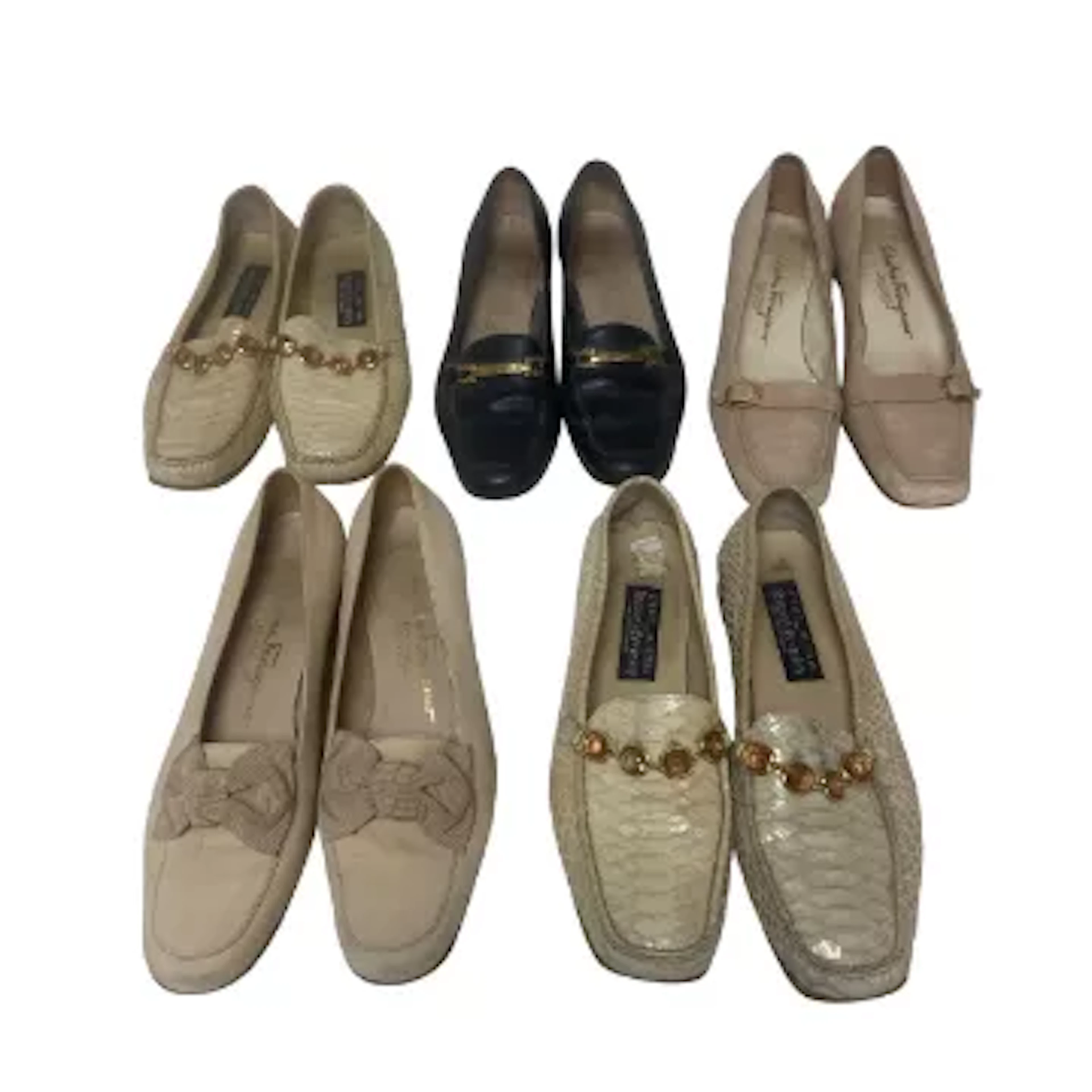 Five pairs of vintage ladies' shoes to include Salvatore Ferragamo