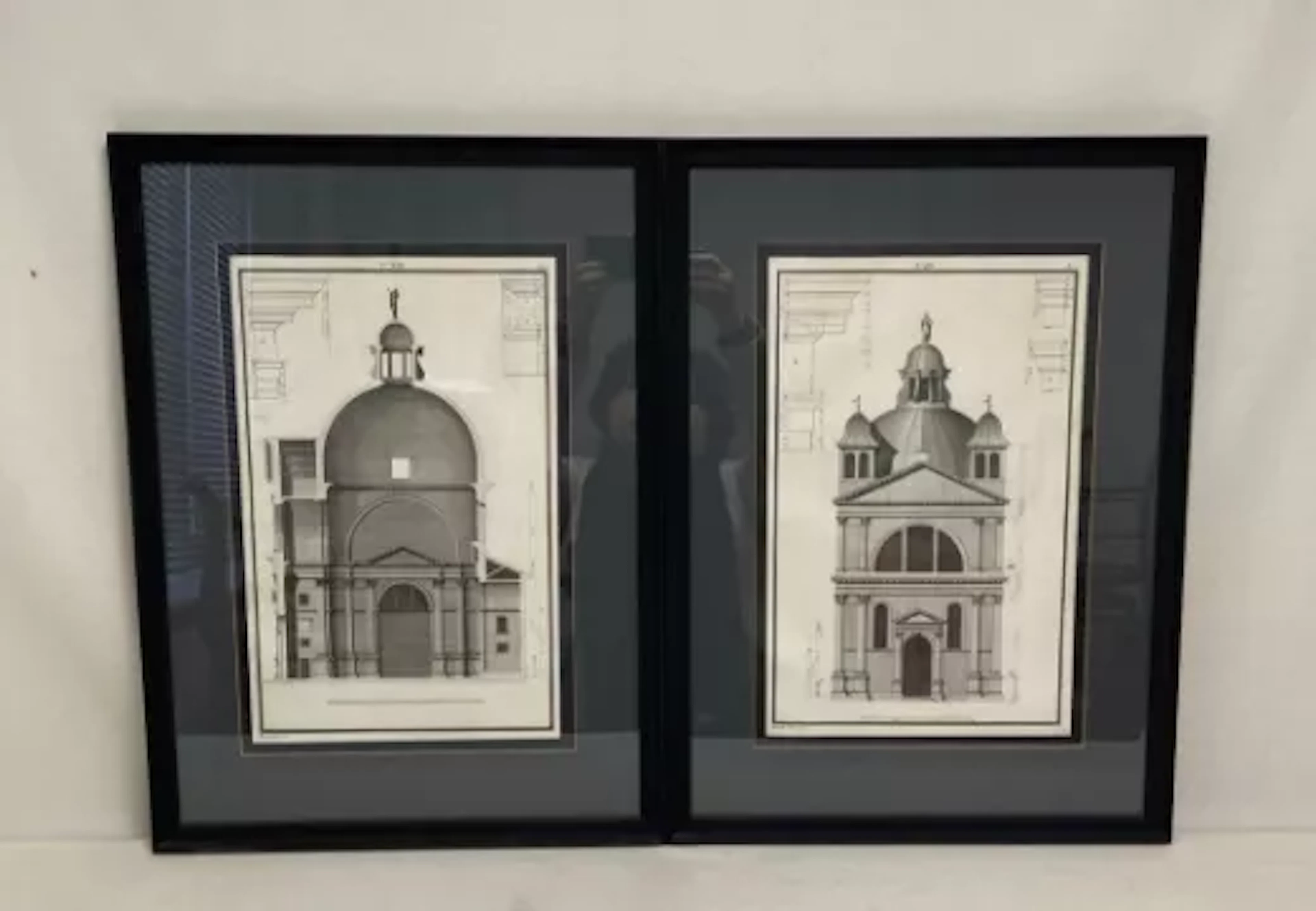 A pair of 18th century Italian architectural engravings by Davide