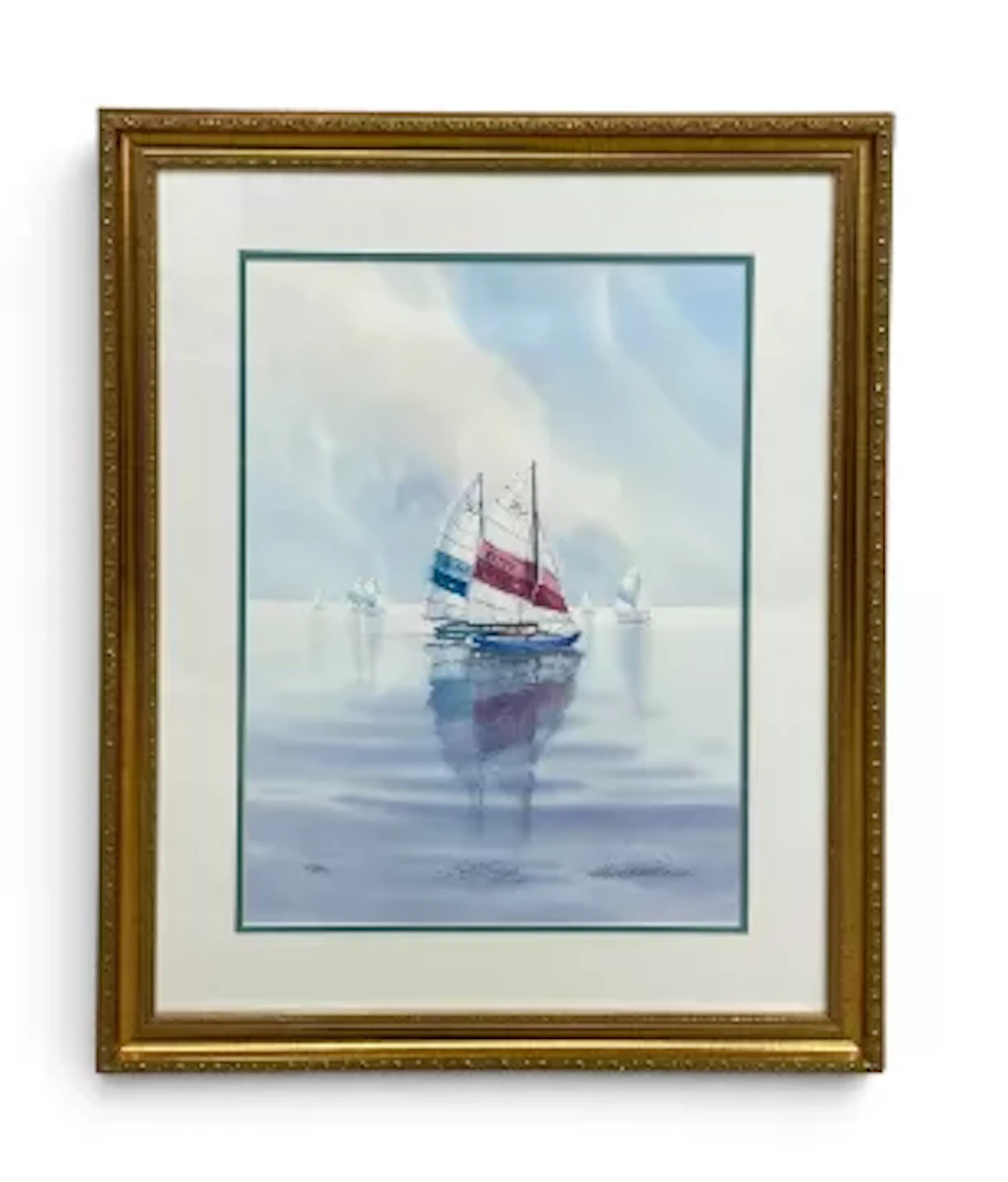 A contemporary limited edition lithograph, of sailing boats, signed