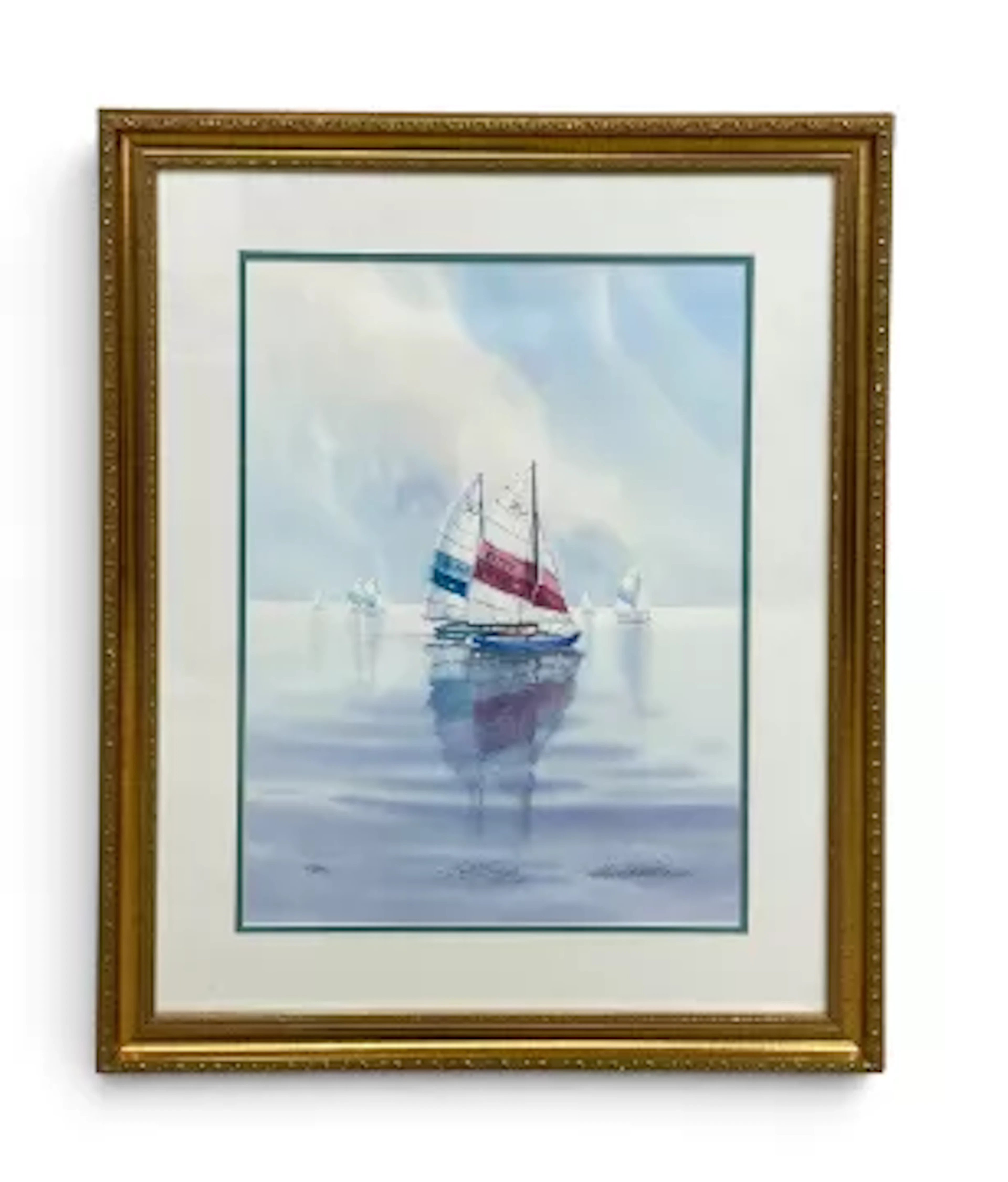A contemporary limited edition lithograph, of sailing boats, signed