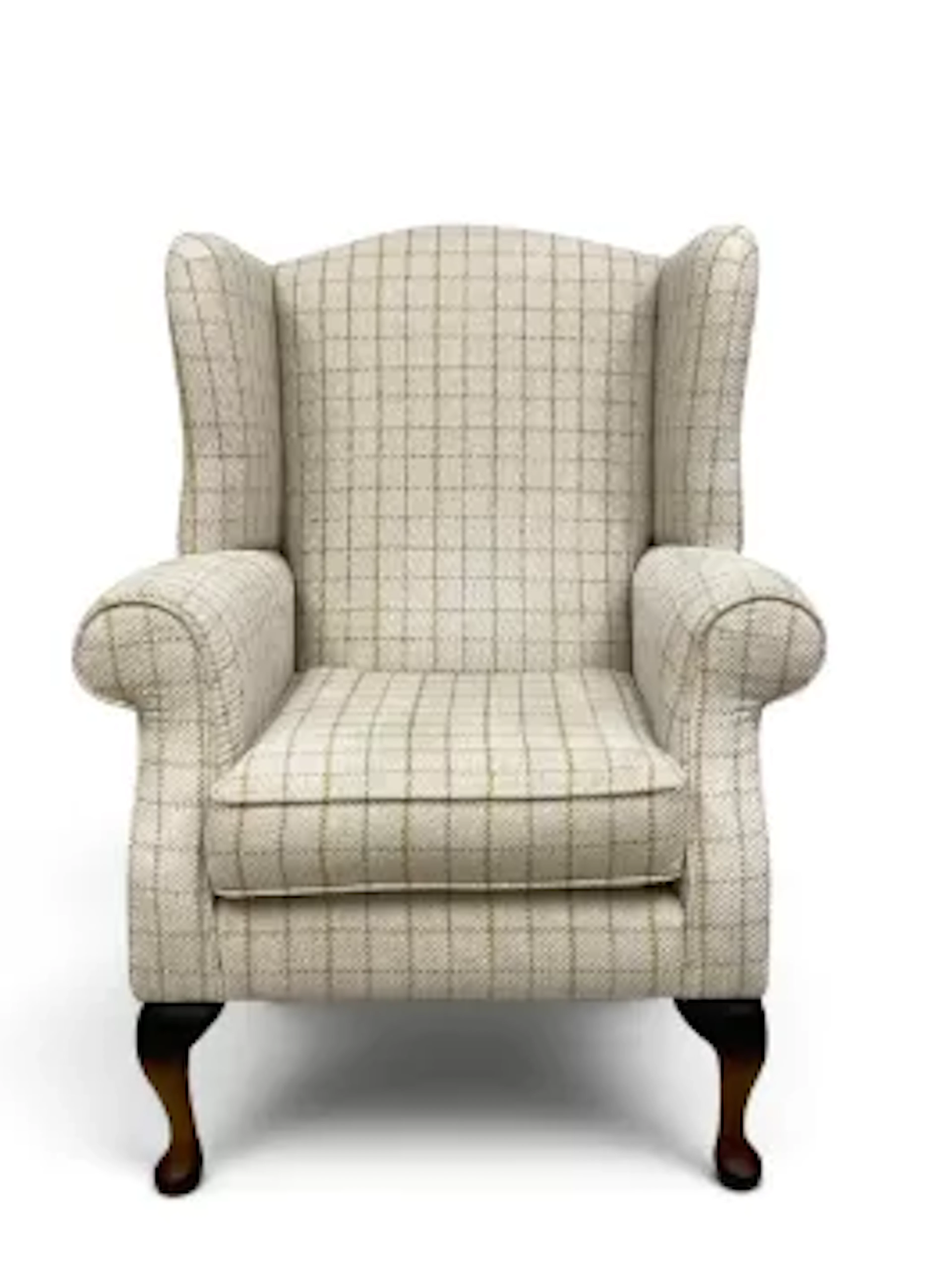 A contemporary Parker Knoll wing back armchair in check upholstery