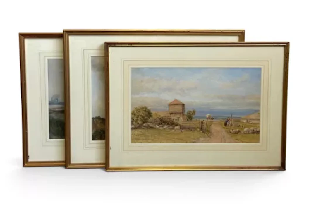 Three glazed, framed and mounted 19th century watercolours of figures
