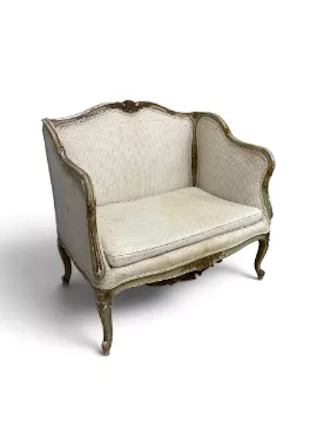A contemporary Louis XV style two seater canape sofa, carved wooden