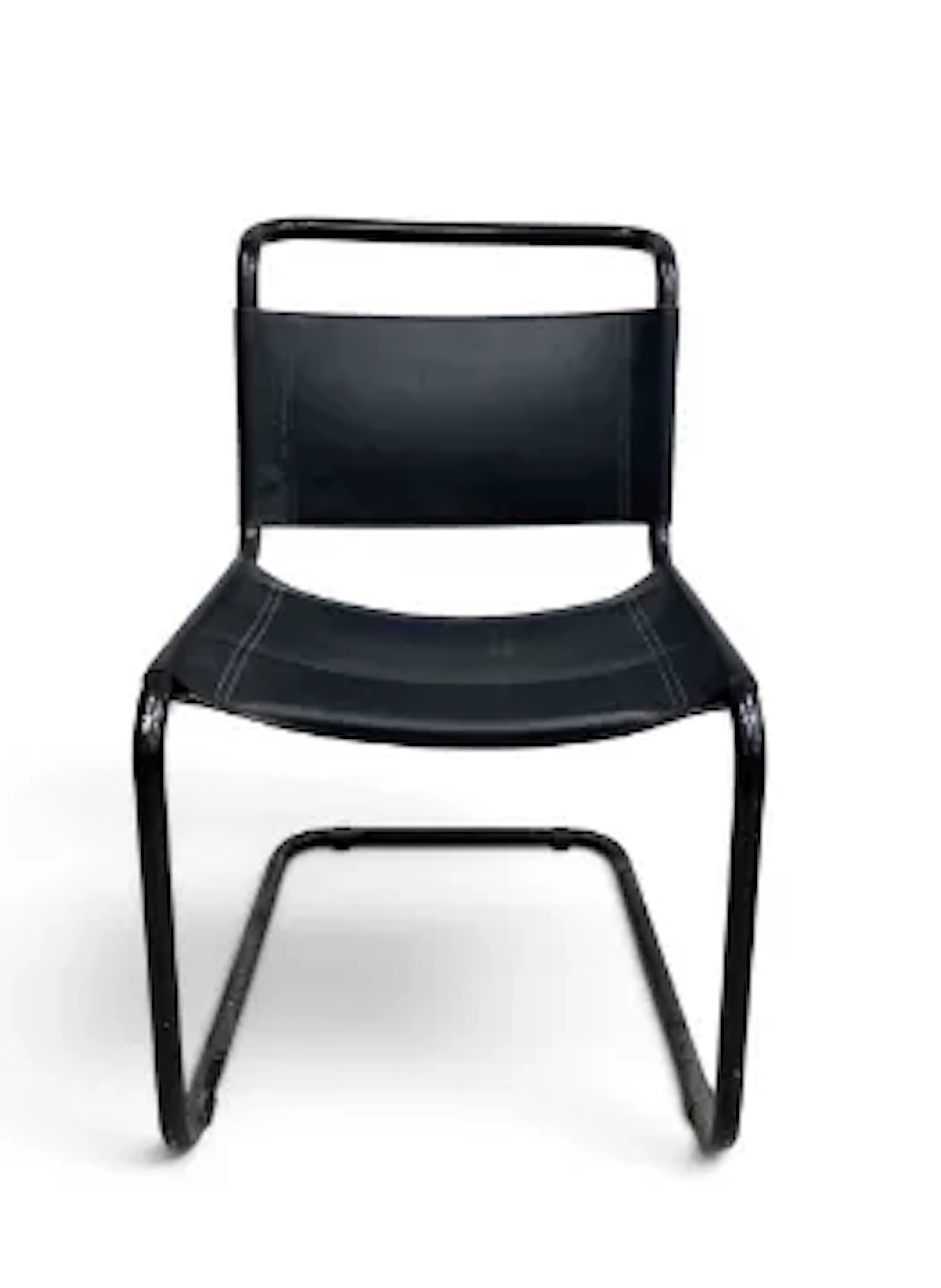 A vintage Mart Stam S33 cantilever chair with leather back and seat.