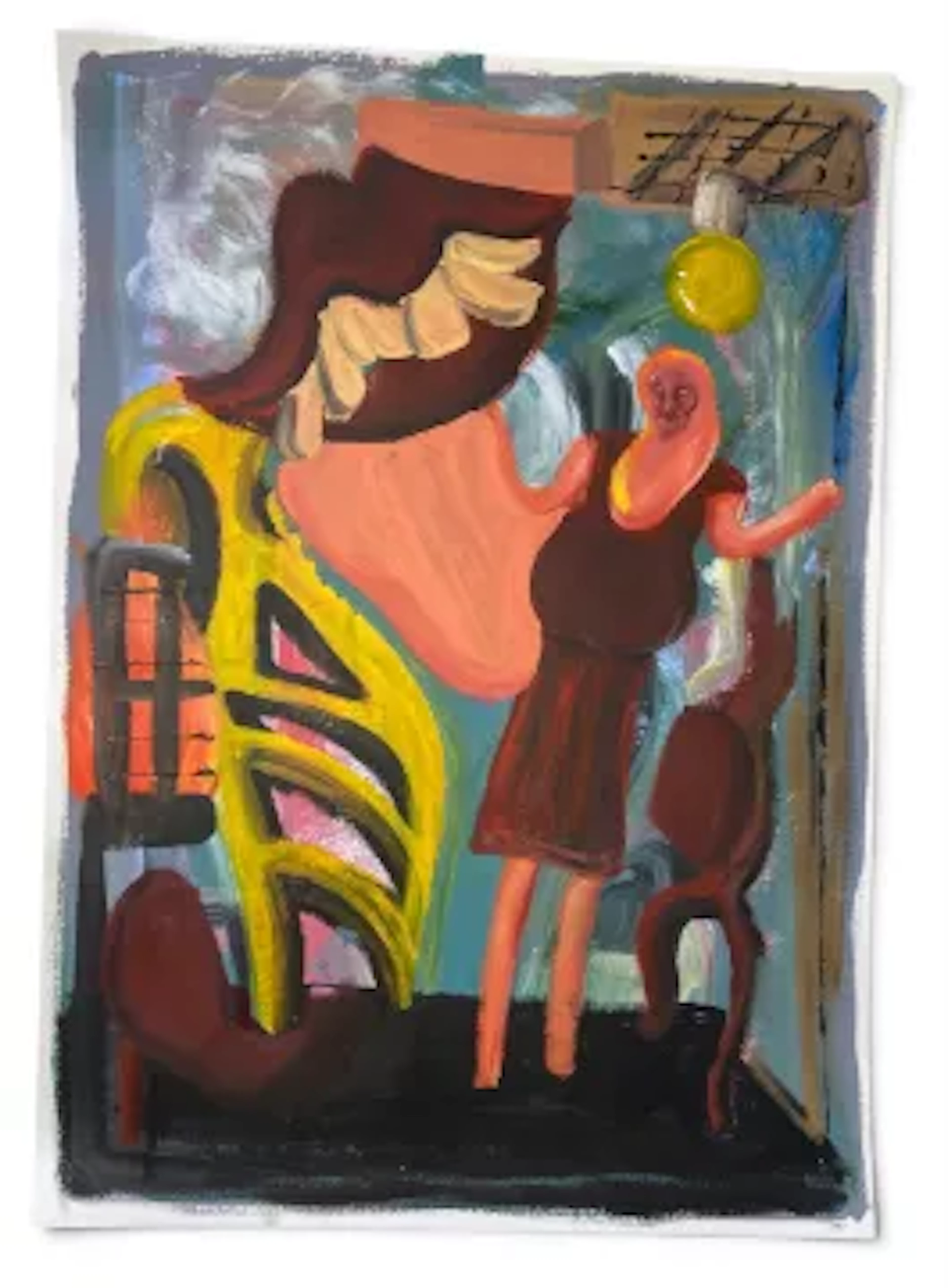 Adam Falp (b.1993), acrylic on paper, abstract composition, signed.
